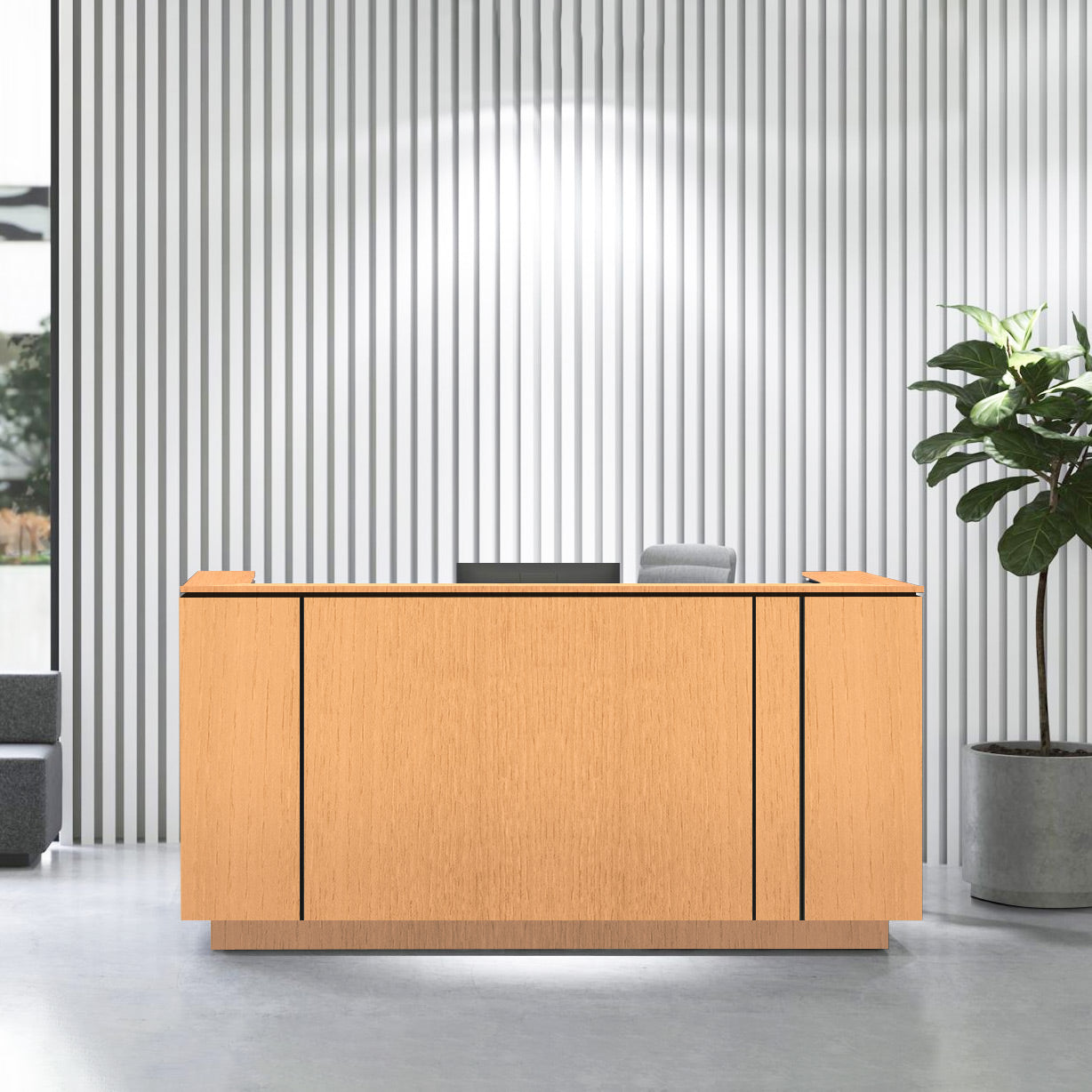 ICE Empfangstheke | 2204 x 1022 mm, Esche Furnier
