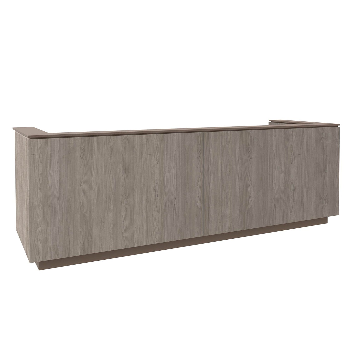 ICE reception desk | 3214 x 1022 mm, gray northern oak