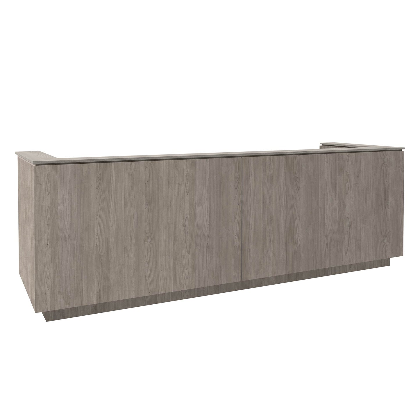 ICE reception desk | 3214 x 1022 mm, gray northern oak