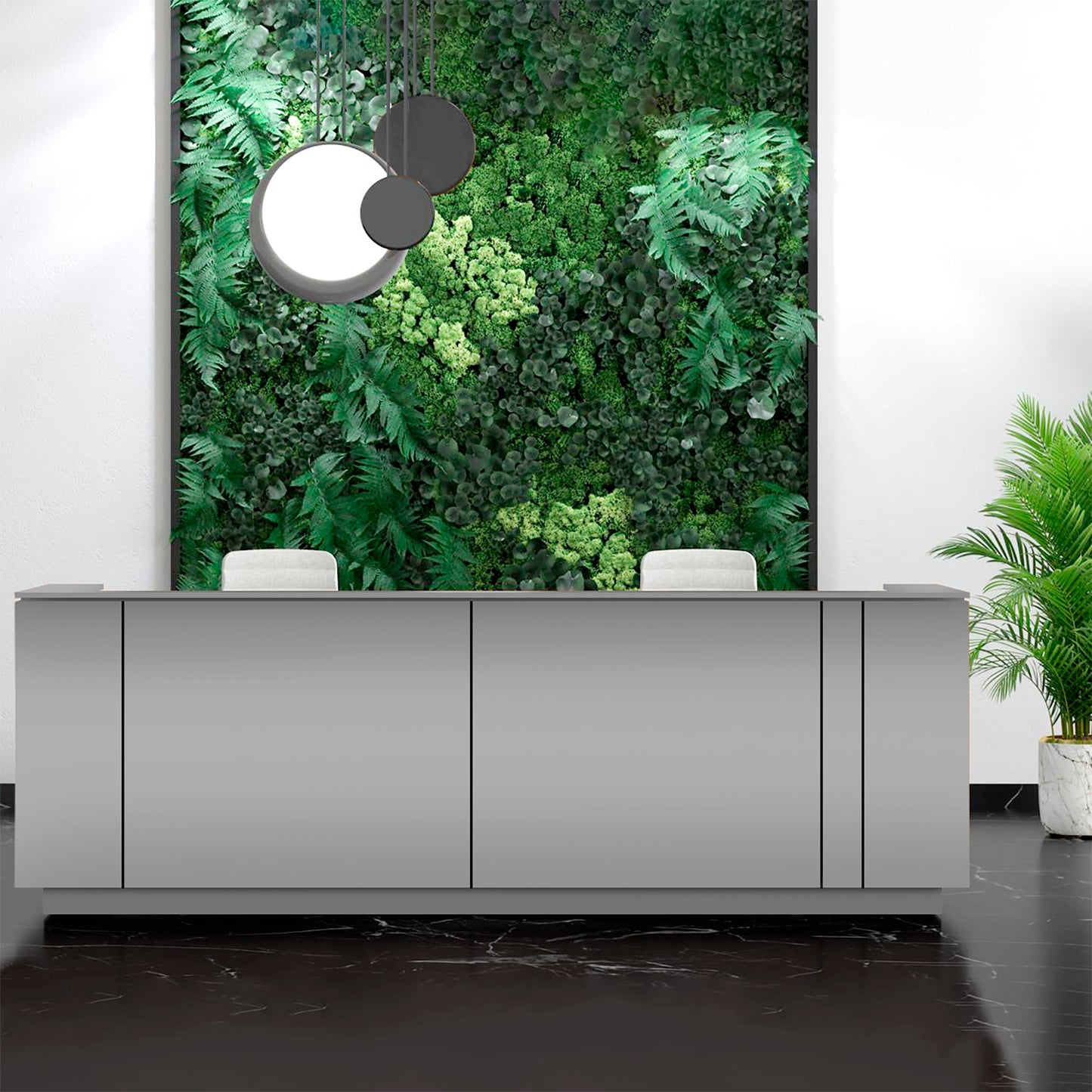 ICE reception desk | 3214 x 1022 mm, pearl gray