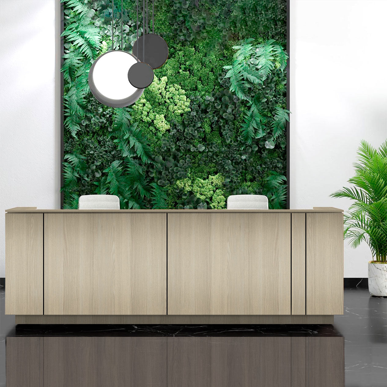 ICE reception desk | 3214 x 1022 mm, sand ash