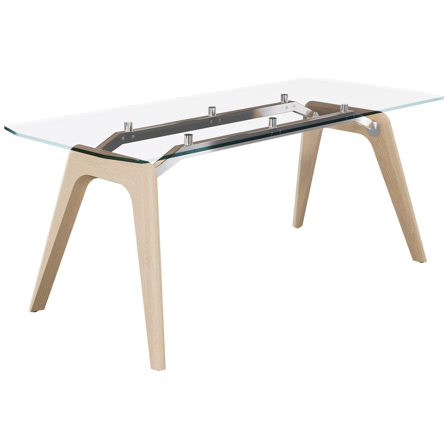 Bralco RAIL Tableau de réunion | 1800 - 2400 mm (6 - 8 personnes) | Plaque de table en verre, chêne en bois massif