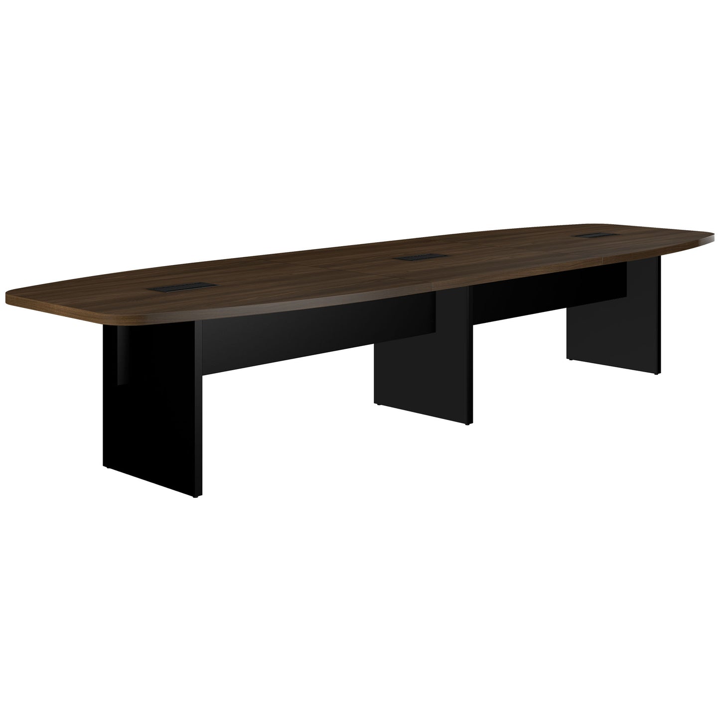 Bralco SILE Tableau de conférence | Forme de démarrage, 2400 - 4200 mm (6 - 16 personnes), arbre de câble en option, noyer