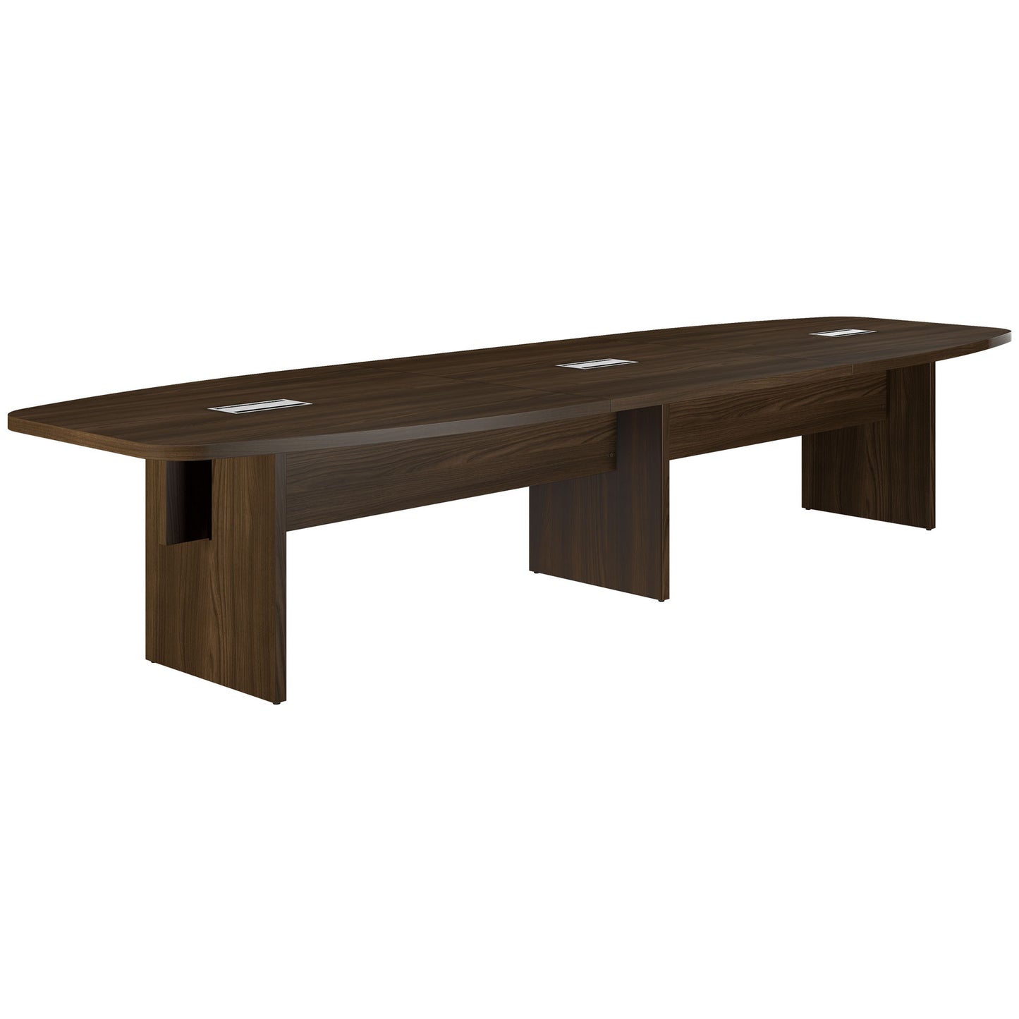 Bralco SILE Tableau de conférence | Forme de démarrage, 2400 - 4200 mm (6 - 16 personnes), arbre de câble en option, noyer