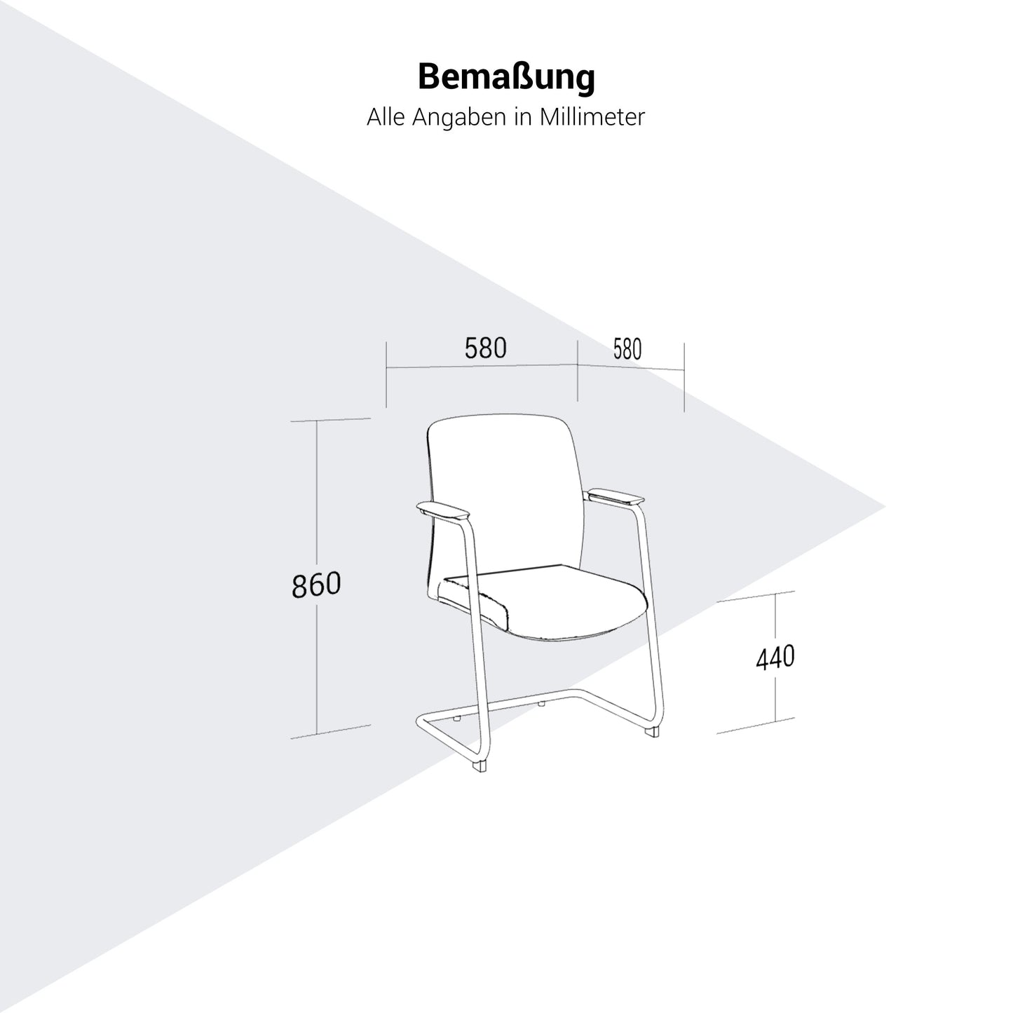 KYRA Freischwinger | Feste Armlehnen, Schwarz