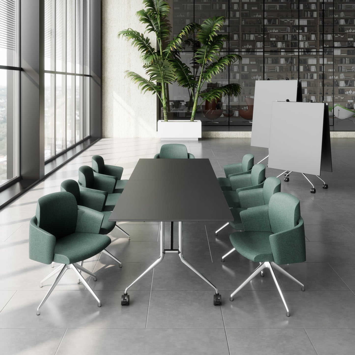 MARA ARGO LIBRO Klapptisch | 2400 - 2800 x 1000 mm (8 - 10 Personen), rollbar, faltbar, Anthrazit