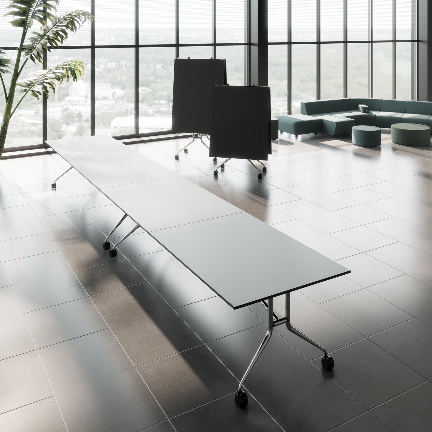 MARA ARGO LIBRO Klapptisch | 2400 - 2800 x 1000 mm (8 - 10 Personen), rollbar, faltbar, Anthrazit