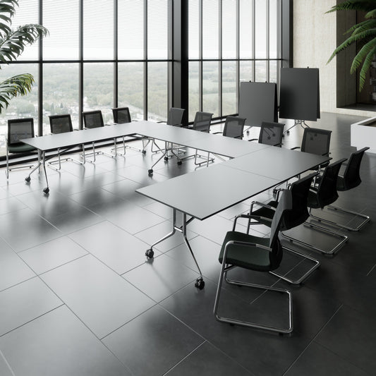 Mara Argo LIBRO Table pliante | 2400 - 2800 x 1000 mm (8 - 10 personnes), roulable, pliable, anthracite