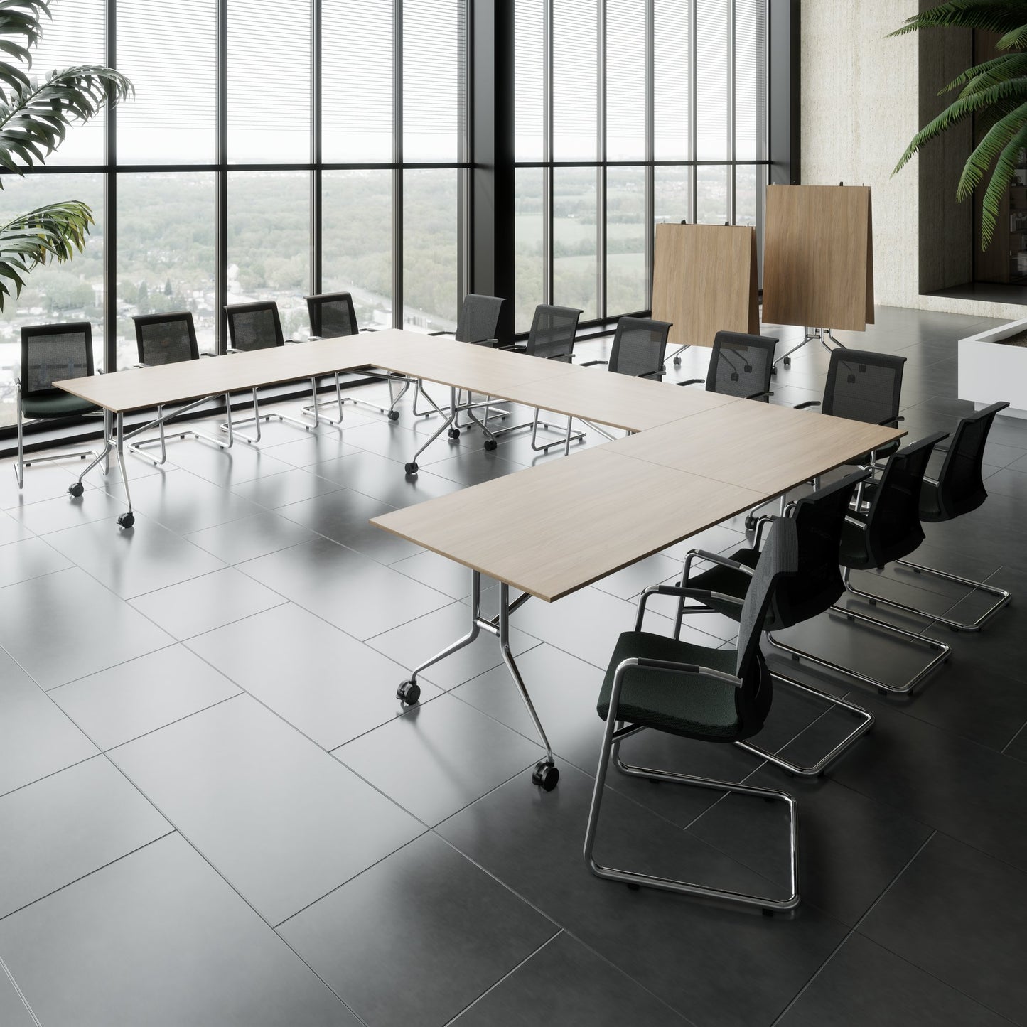 Mara Argo LIBRO Table pliante | 2400 - 2800 x 1000 mm (8 - 10 personnes), roulable, pliable, chêne ambre