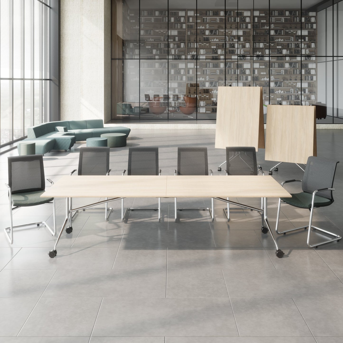 Mara Argo LIBRO Table pliante | 2400 - 2800 x 1000 mm (8 - 10 personnes), roulable, pliable, chêne ambre