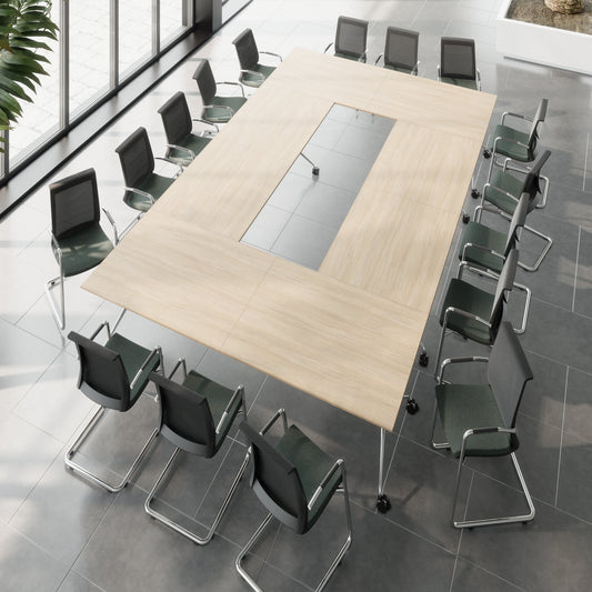 MARA - ARGO LIBRO Folding table | 2400 - 2800 x 1000 mm (8 - 10 persons), rollable, foldable, amber oak