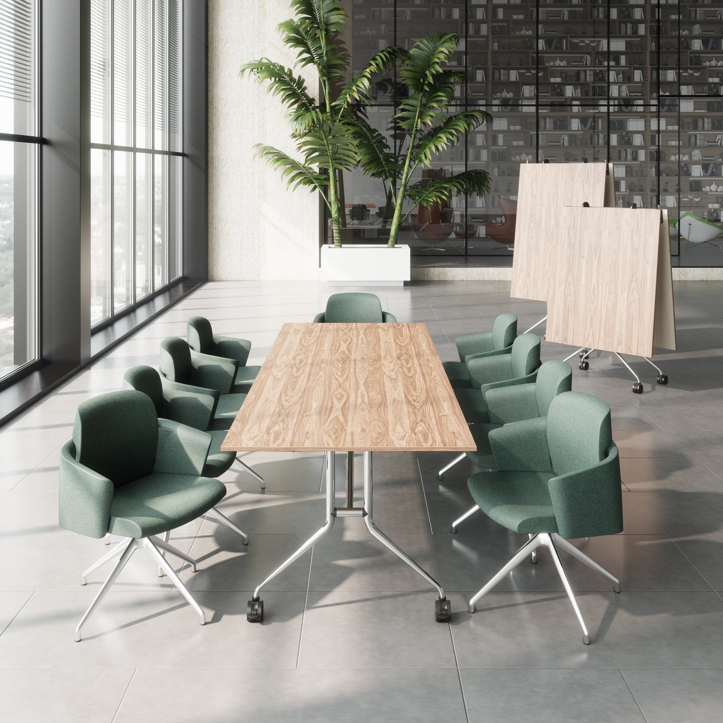 Mara Argo LIBRO Table pliante | 2400 - 2800 x 1000 mm (8 - 10 personnes), roulables, pliables, en noyer en placage en bois réel