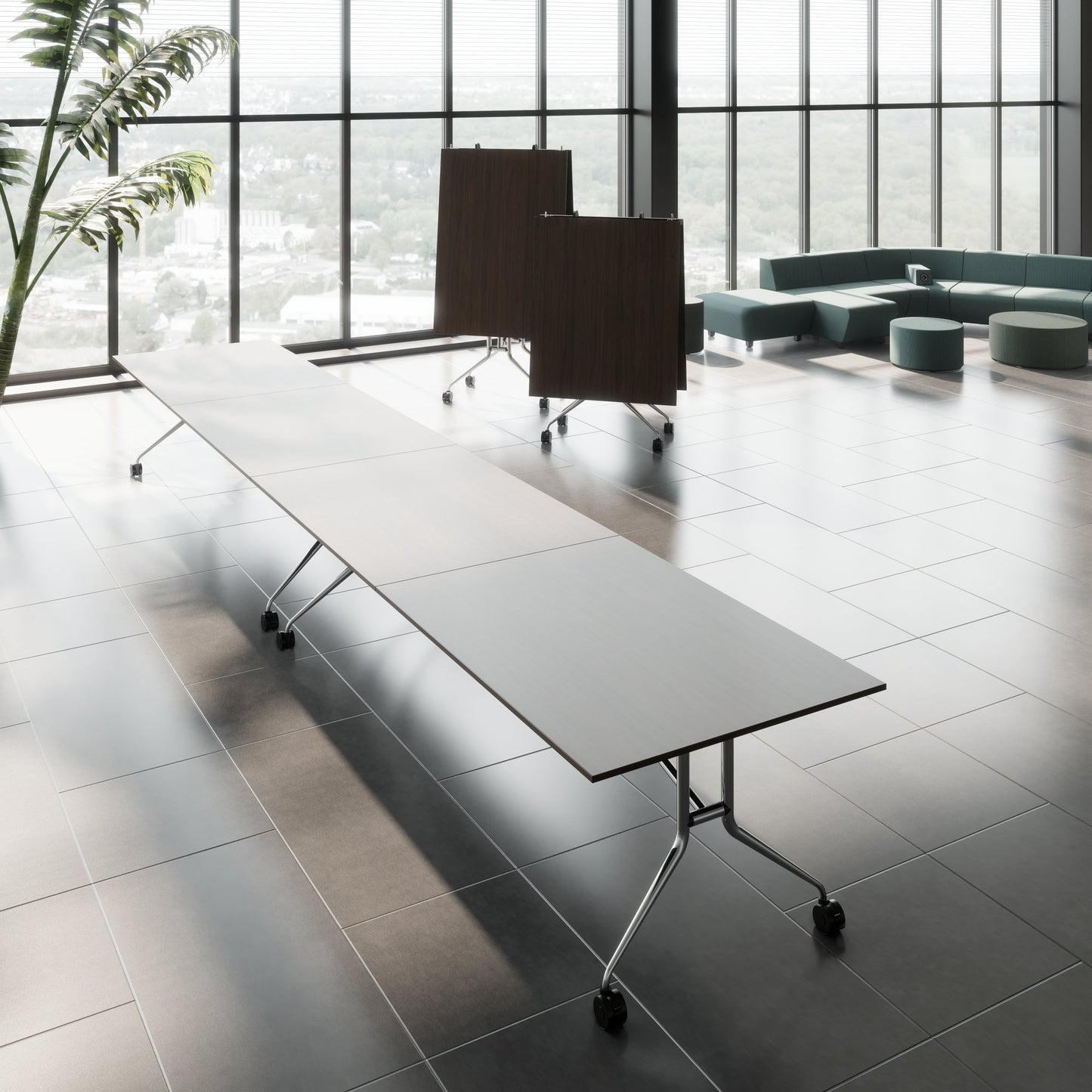 MARA ARGO LIBRO Klapptisch | 2400 - 2800 x 1000 mm (8 - 10 Personen), rollbar, faltbar, Nussbaum