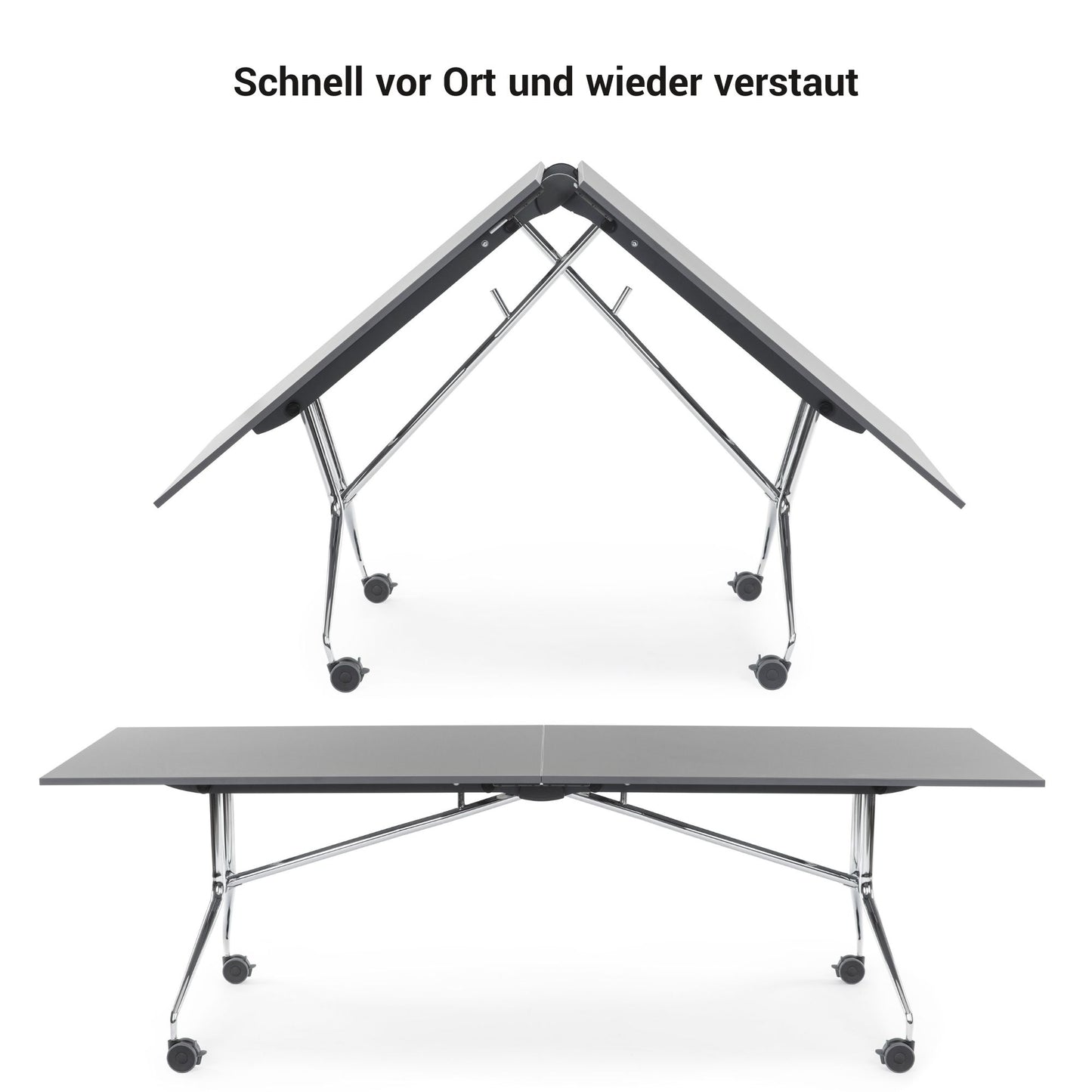 MARA ARGO LIBRO Klapptisch | 2400 - 2800 x 1000 mm (8 - 10 Personen), rollbar, faltbar, Nussbaum