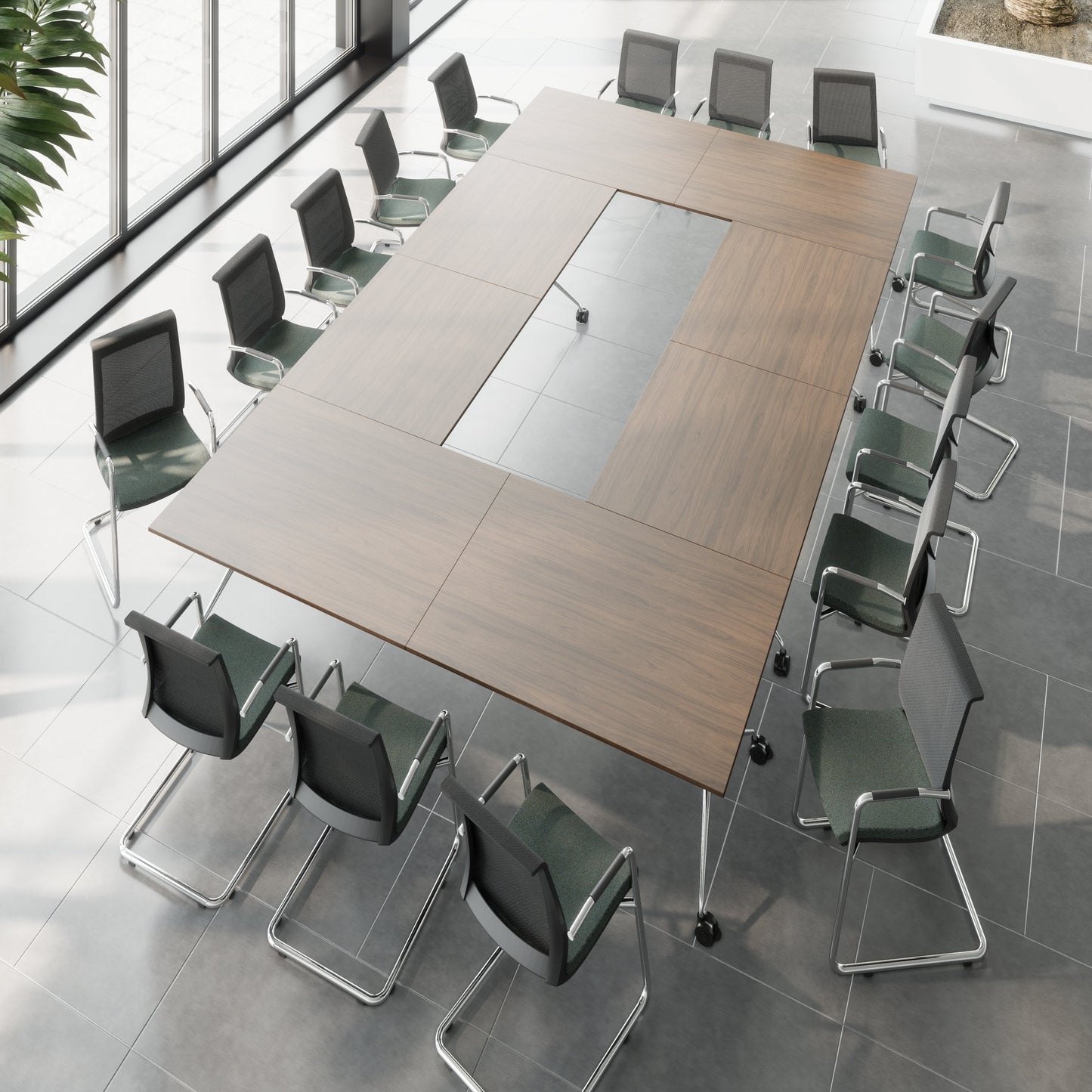 MARA ARGO LIBRO Klapptisch | 2400 - 2800 x 1000 mm (8 - 10 Personen), rollbar, faltbar, Nussbaum