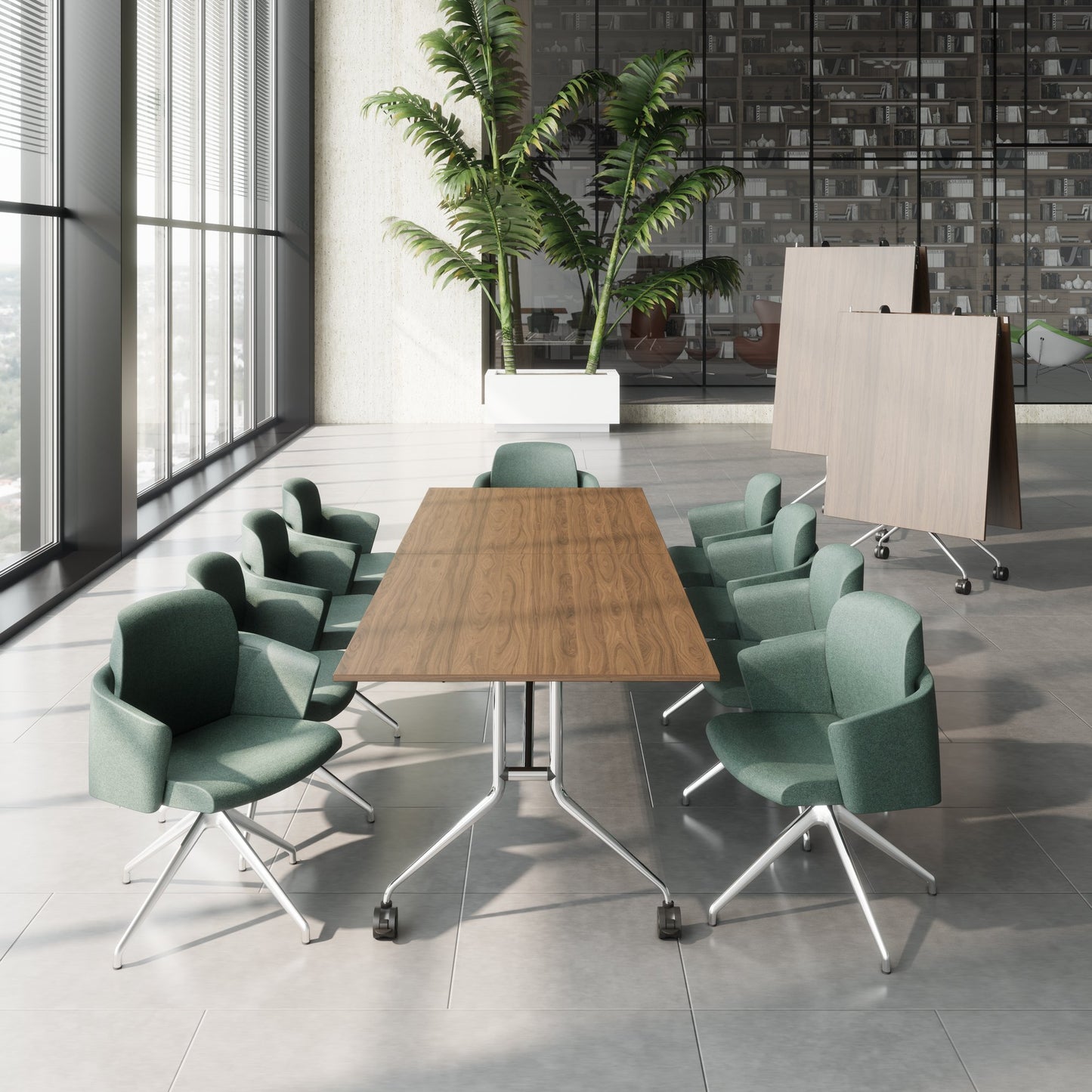MARA ARGO LIBRO Klapptisch | 2400 - 2800 x 1000 mm (8 - 10 Personen), rollbar, faltbar, Nussbaum
