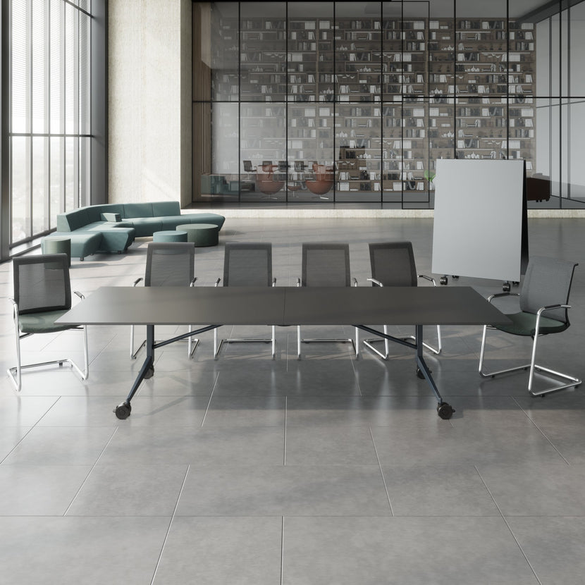 MARA - TIMMY LIBRO Konferenztisch | 3200 x 1200 mm (10 - 14 Personen), rollbar, faltbar, Anthrazit