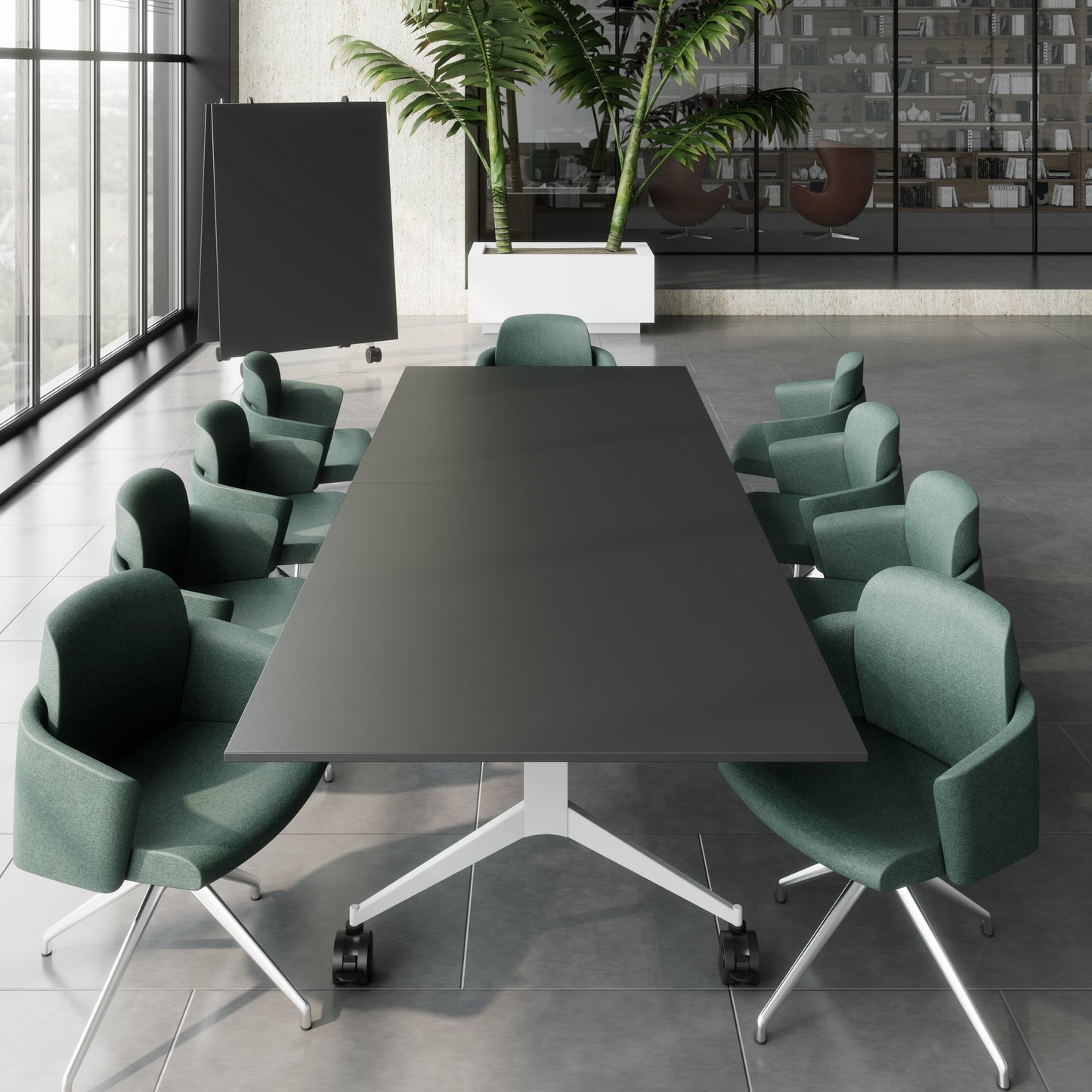 MARA - TIMMY LIBRO Konferenztisch | 3200 x 1200 mm (10 - 14 Personen), rollbar, faltbar, Anthrazit