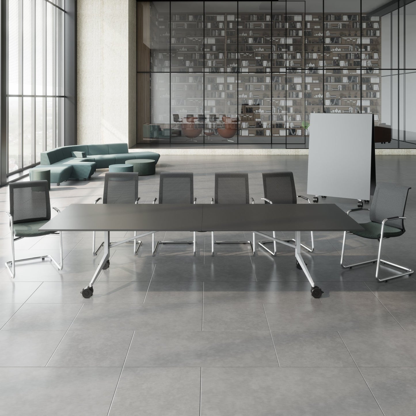 MARA - TIMMY LIBRO Konferenztisch | 3200 x 1200 mm (10 - 14 Personen), rollbar, faltbar, Anthrazit
