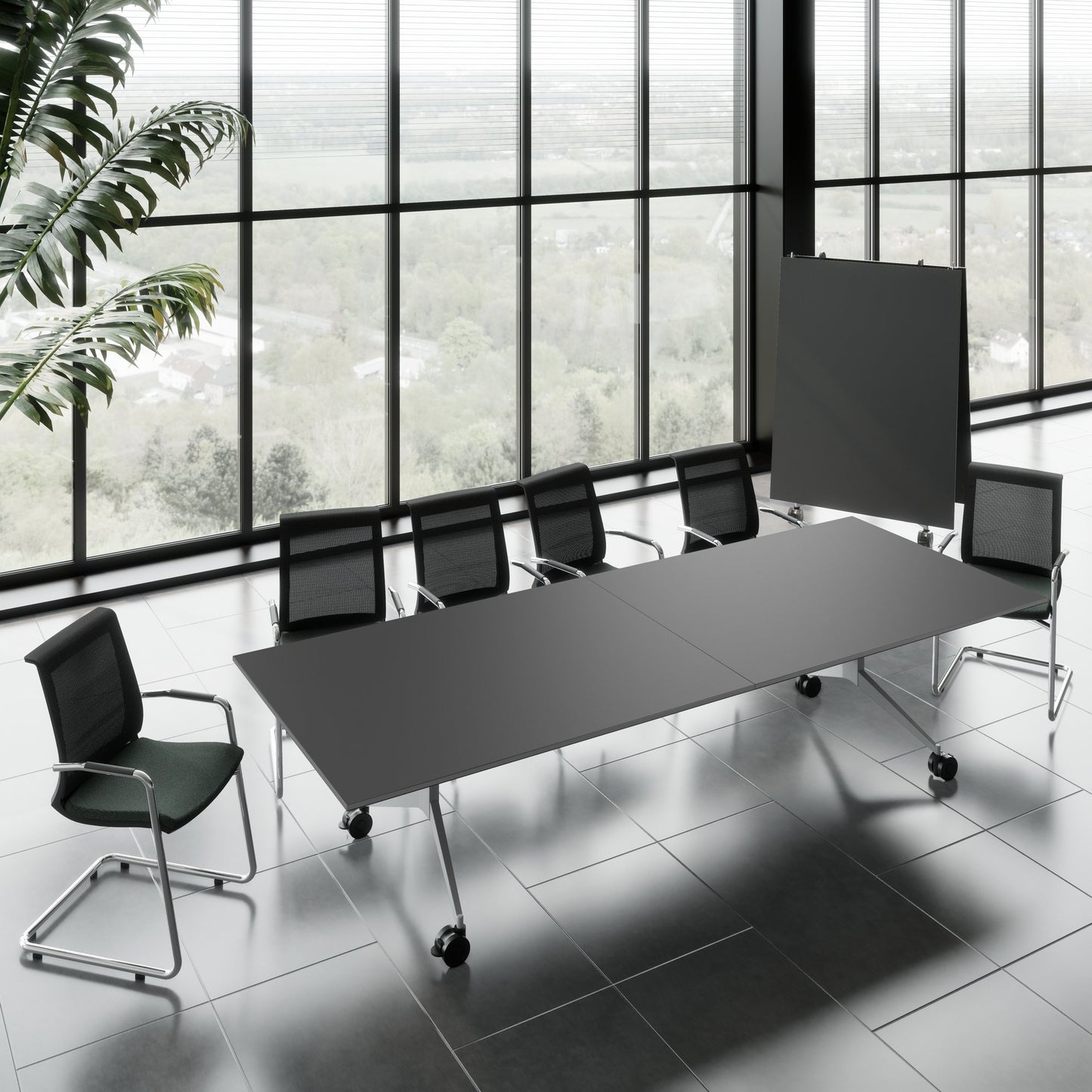 MARA - TIMMY LIBRO Konferenztisch | 3200 x 1200 mm (10 - 14 Personen), rollbar, faltbar, Anthrazit
