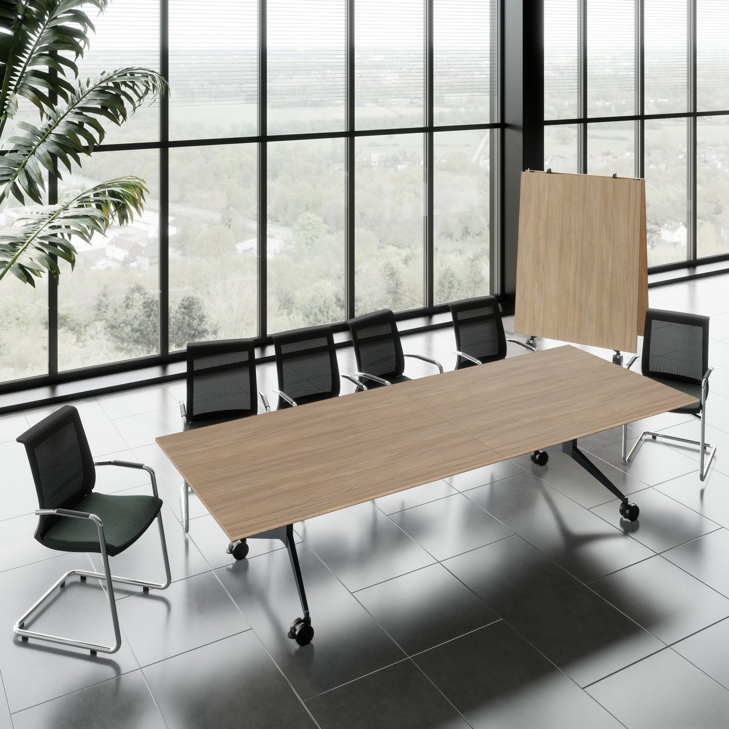 MARA - TIMMY LIBRO Conference table | 3200 x 1200 mm (10 - 14 persons), rollable, foldable, amber oak