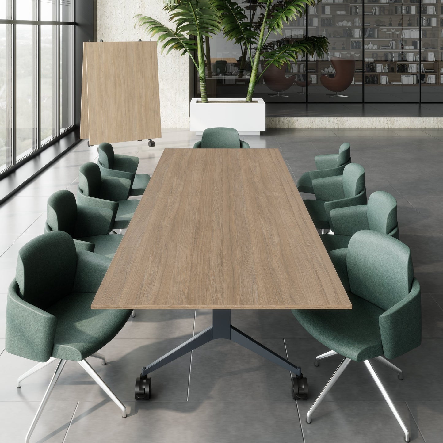 MARA - TIMMY LIBRO Conference table | 3200 x 1200 mm (10 - 14 persons), rollable, foldable, amber oak