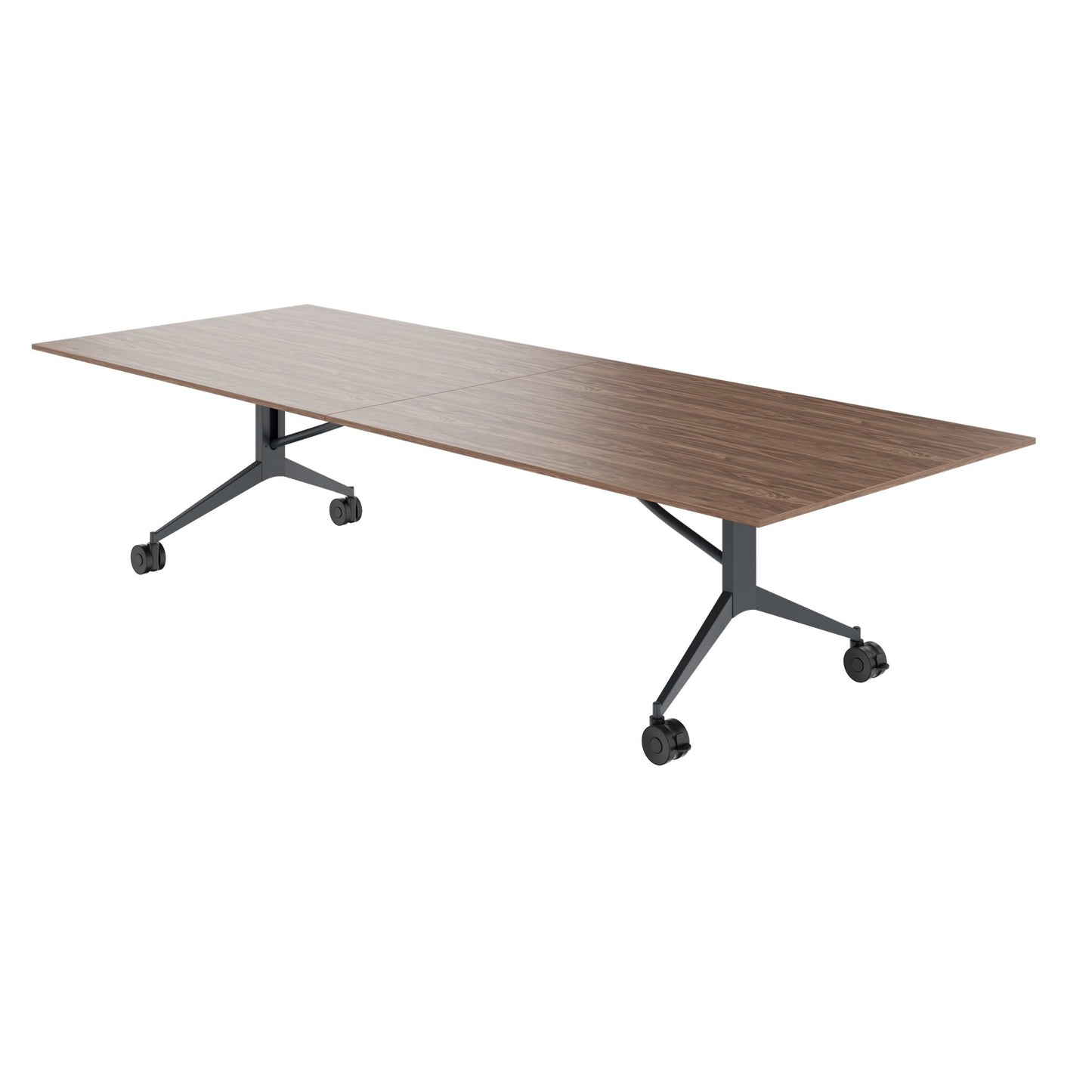 MARA - TIMMY LIBRO Konferenztisch | 3200 x 1200 mm (10 - 14 Personen), rollbar, faltbar, Echtholz-Furnier Nussbaum