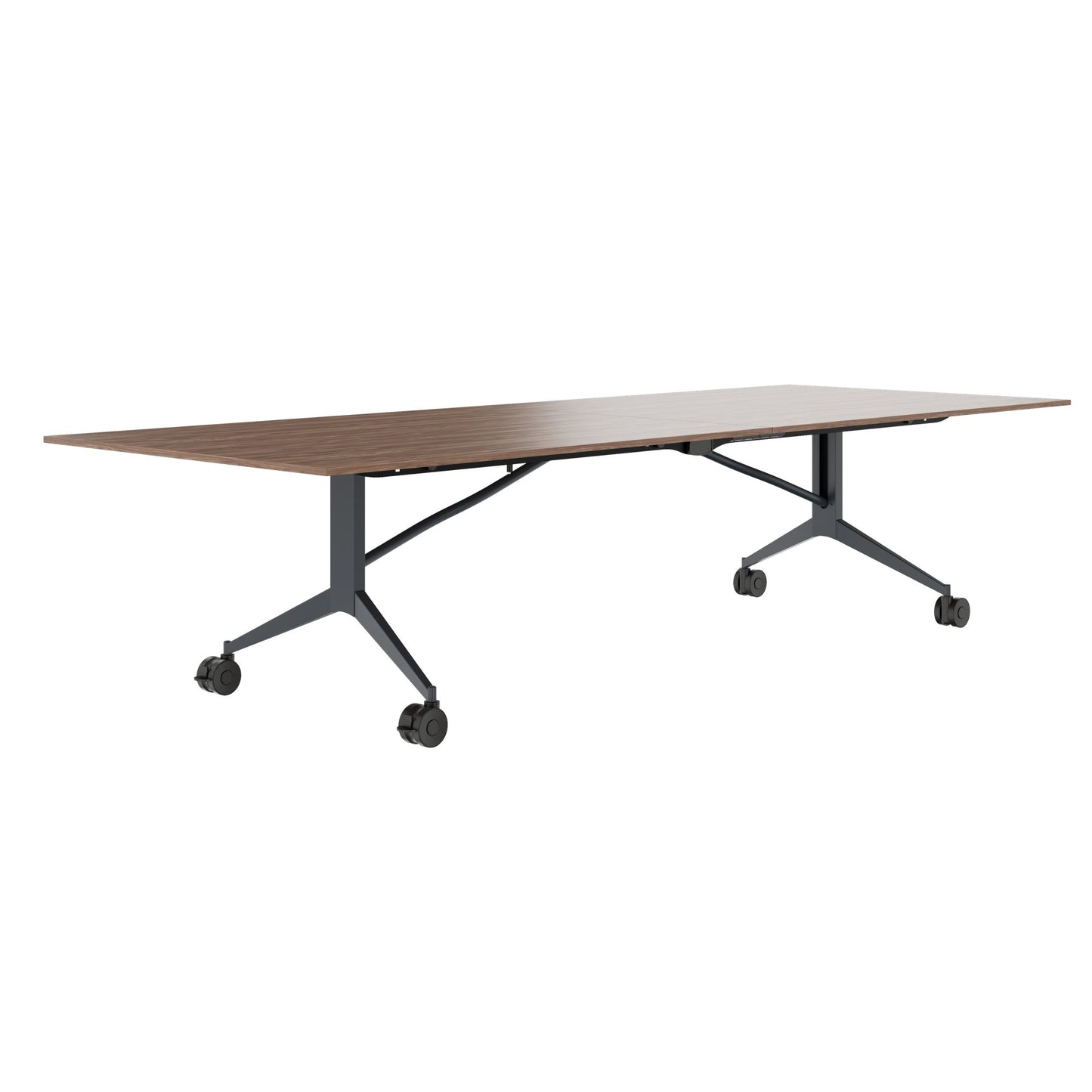 MARA - TIMMY LIBRO Konferenztisch | 3200 x 1200 mm (10 - 14 Personen), rollbar, faltbar, Echtholz-Furnier Nussbaum