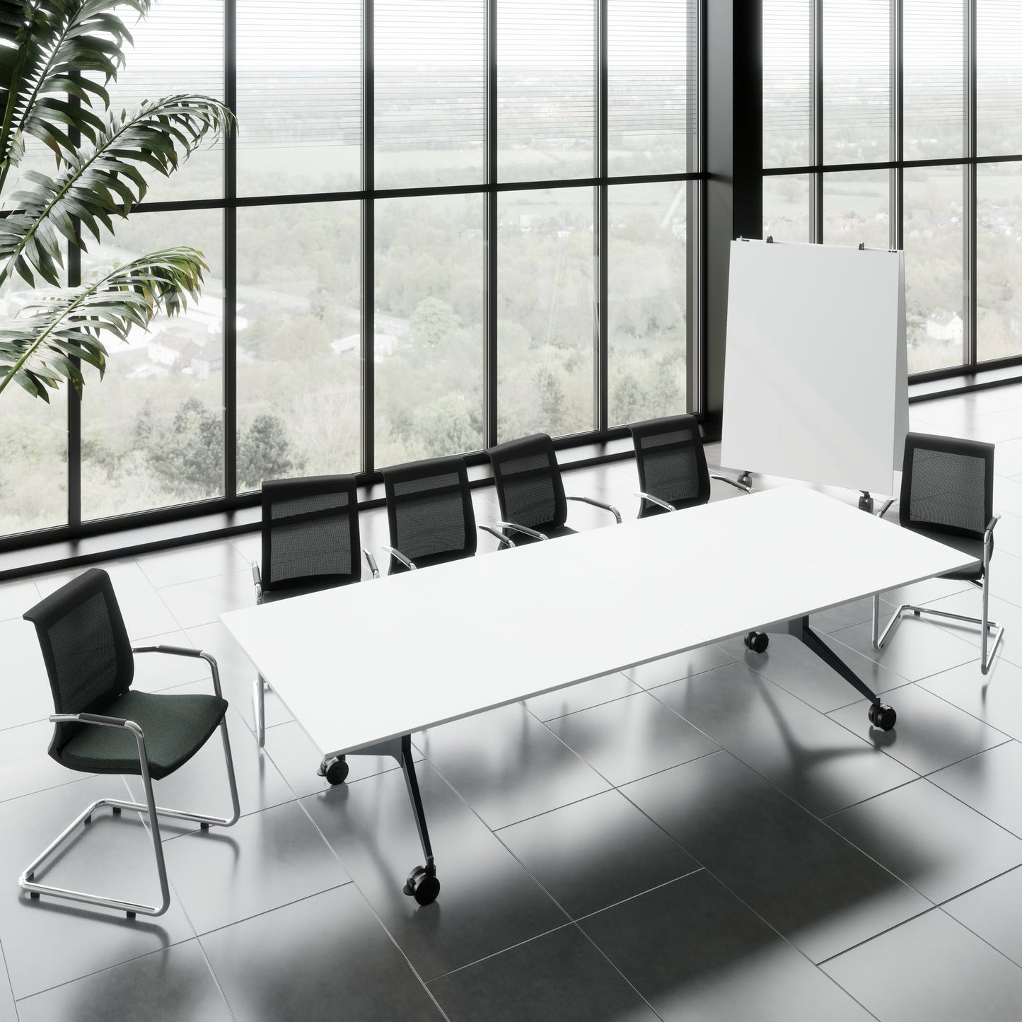 MARA - TIMMY LIBRO Conference table | 3200 x 1200 mm (10 - 14 persons), rollable, foldable, white