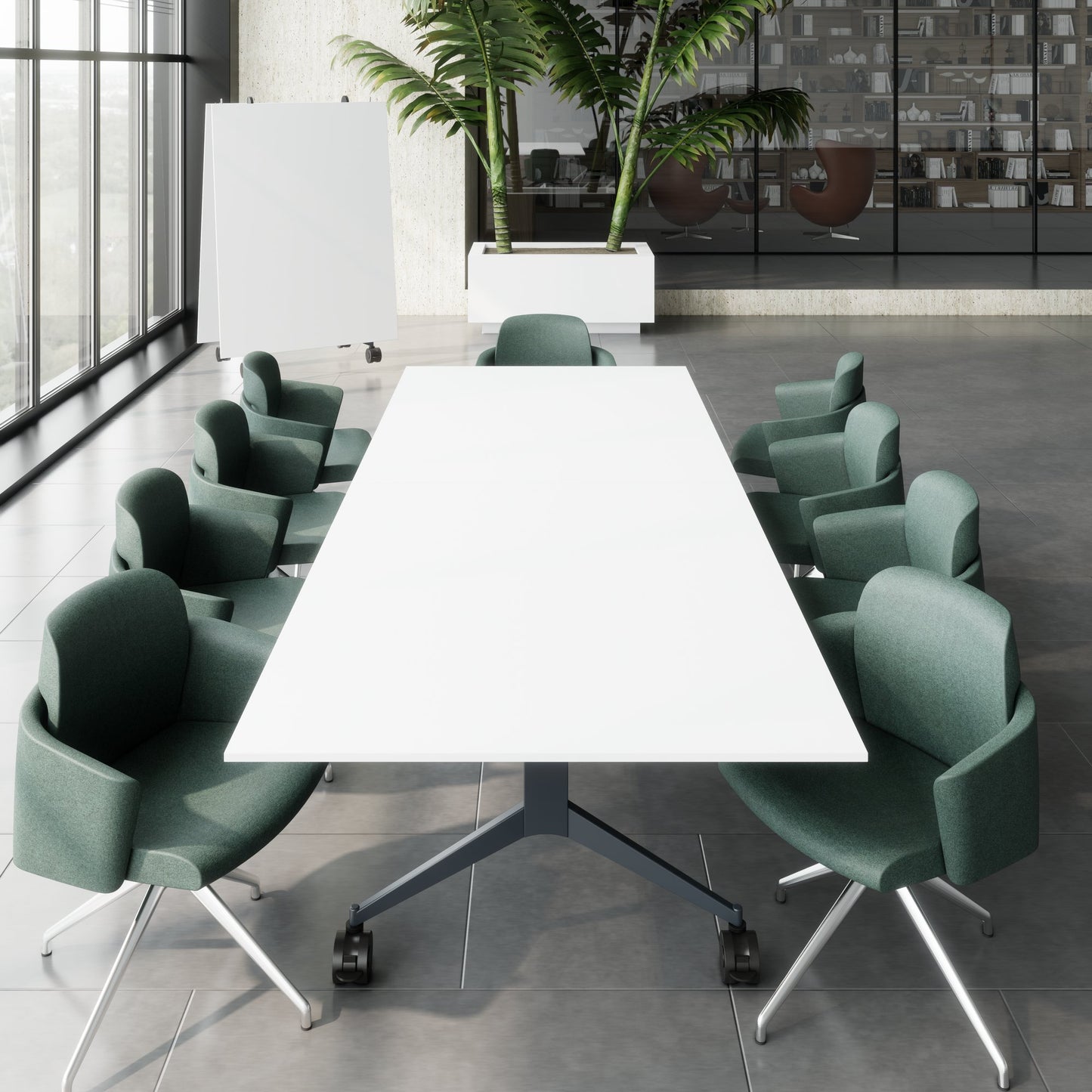 MARA - TIMMY LIBRO Conference table | 3200 x 1200 mm (10 - 14 persons), rollable, foldable, white