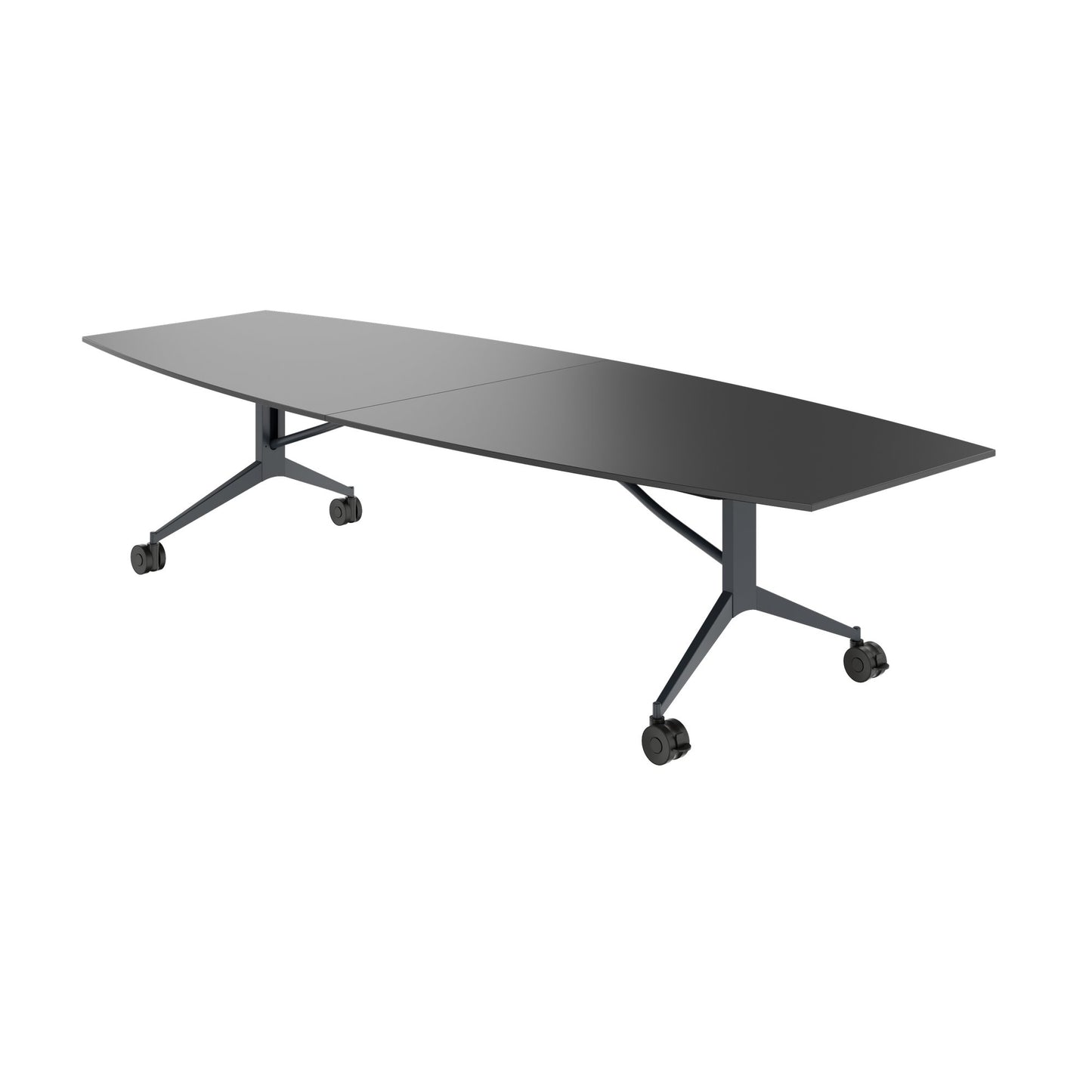 MARA - TIMMY LIBRO Konferenztisch | Bootsform, 3200 x 1200 mm (10 - 14 Personen), rollbar, faltbar, Anthrazit