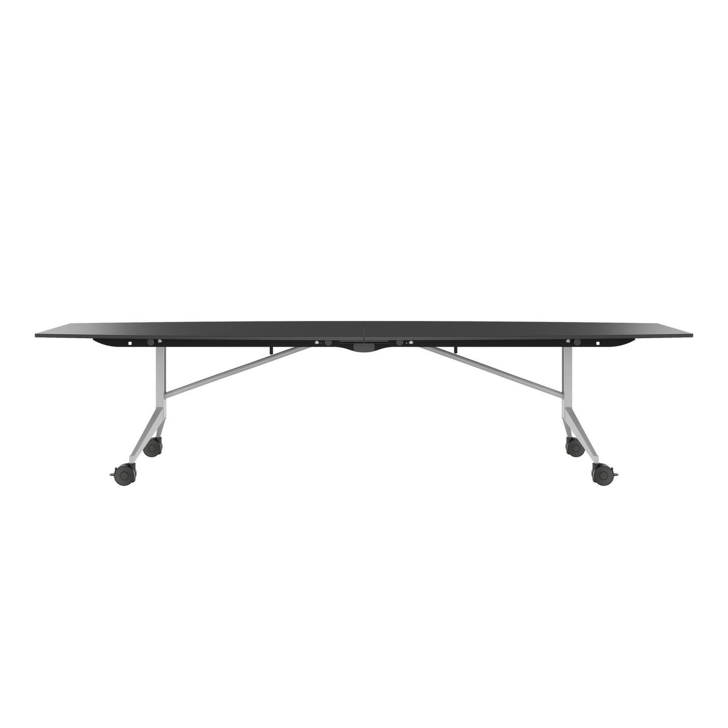 MARA - TIMMY LIBRO Konferenztisch | Bootsform, 3200 x 1200 mm (10 - 14 Personen), rollbar, faltbar, Anthrazit