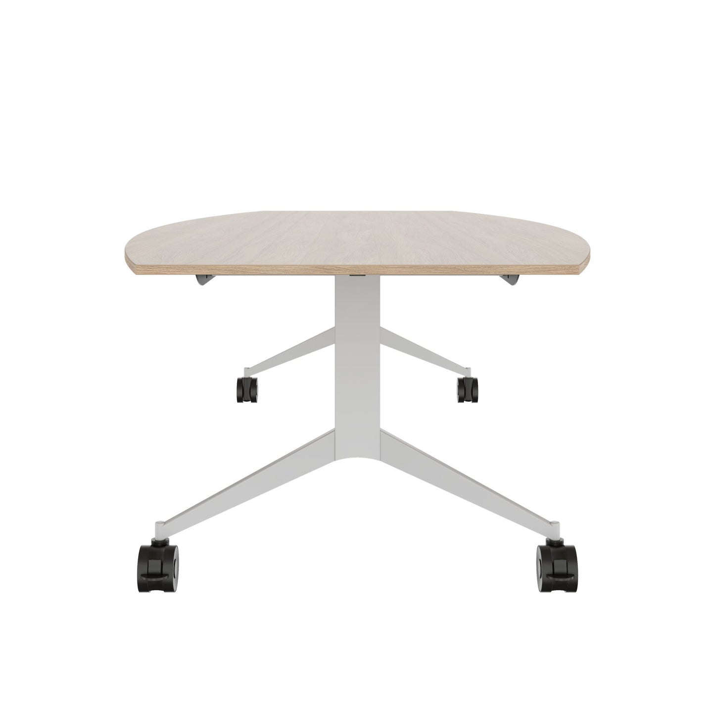 MARA - TIMMY LIBRO Table de conférence | forme bateau, 3200 x 1200 mm (10 à 14 personnes), roulante, pliable, chêne ambré