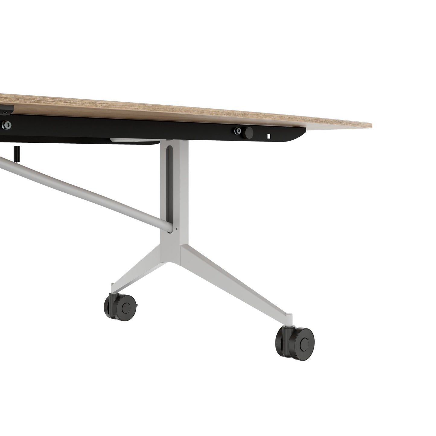 MARA - TIMMY LIBRO Table de conférence | forme bateau, 3200 x 1200 mm (10 à 14 personnes), roulante, pliable, chêne ambré