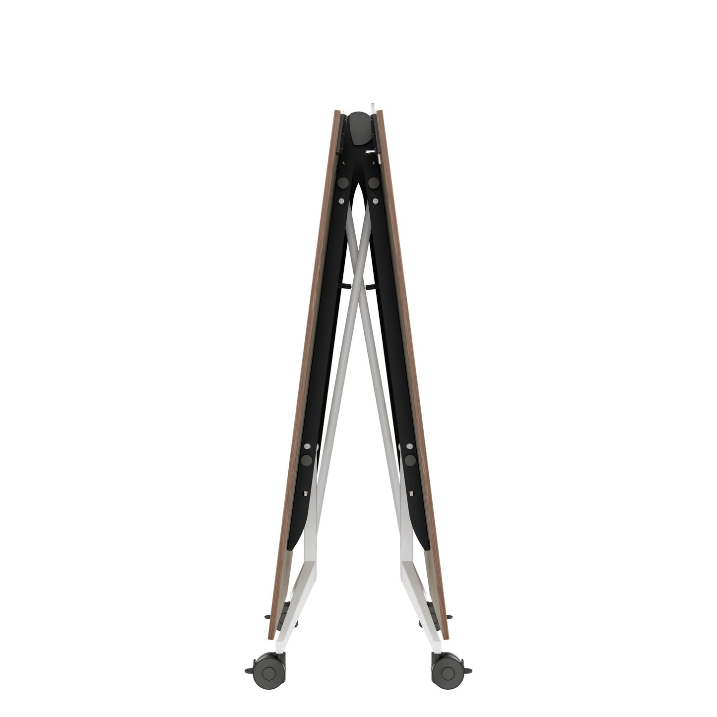 MARA TIMMY LIBRO Konferenztisch | Bootsform, 3200 x 1200 mm (10 - 14 Personen), rollbar, faltbar, Echtholz-Furnier Nussbaum