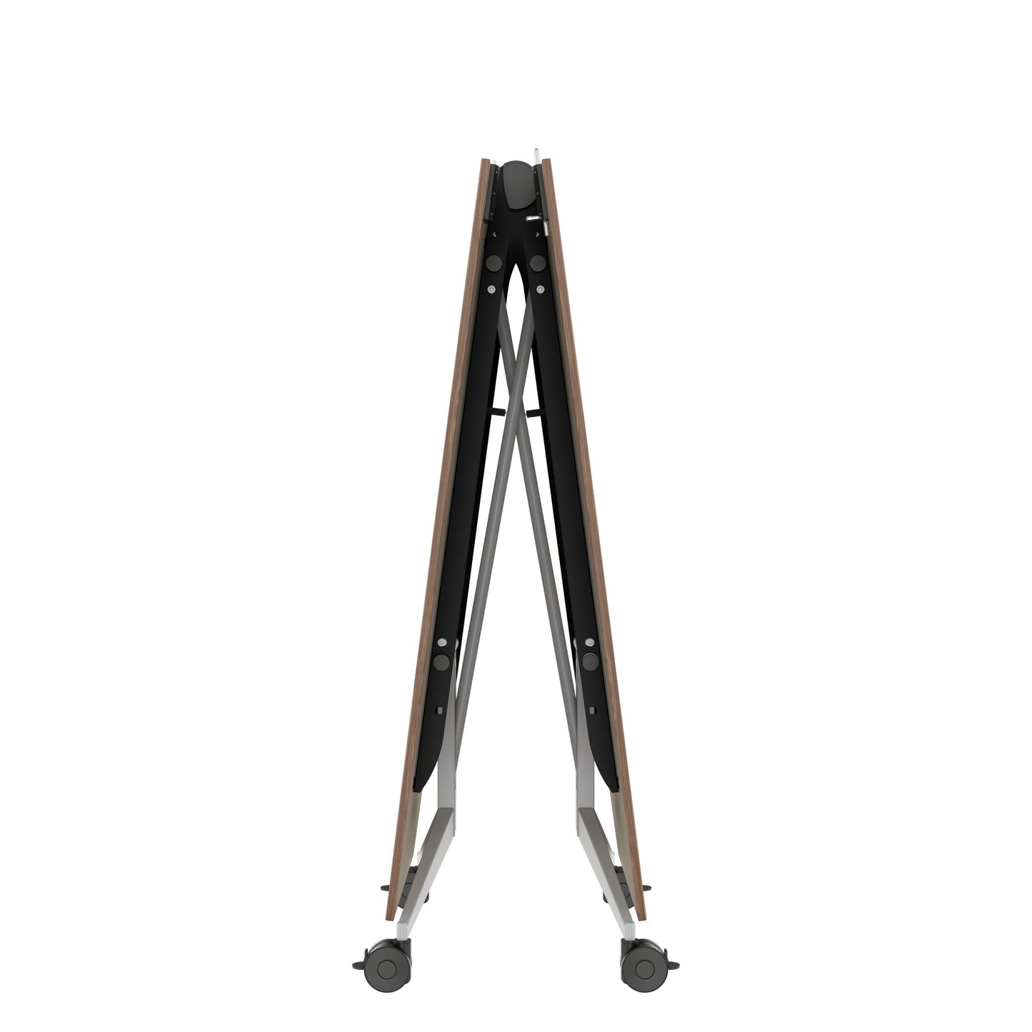 MARA TIMMY LIBRO Konferenztisch | Bootsform, 3200 x 1200 mm (10 - 14 Personen), rollbar, faltbar, Echtholz-Furnier Nussbaum