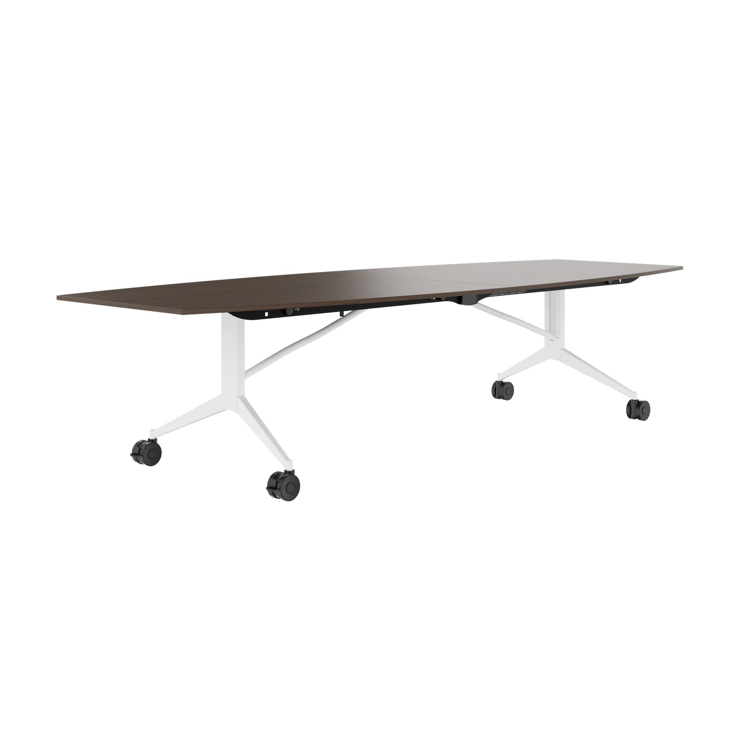 MARA - TIMMY LIBRO Conference table | Boat shape, 3200 x 1200 mm (10 - 14 persons), rollable, foldable, walnut