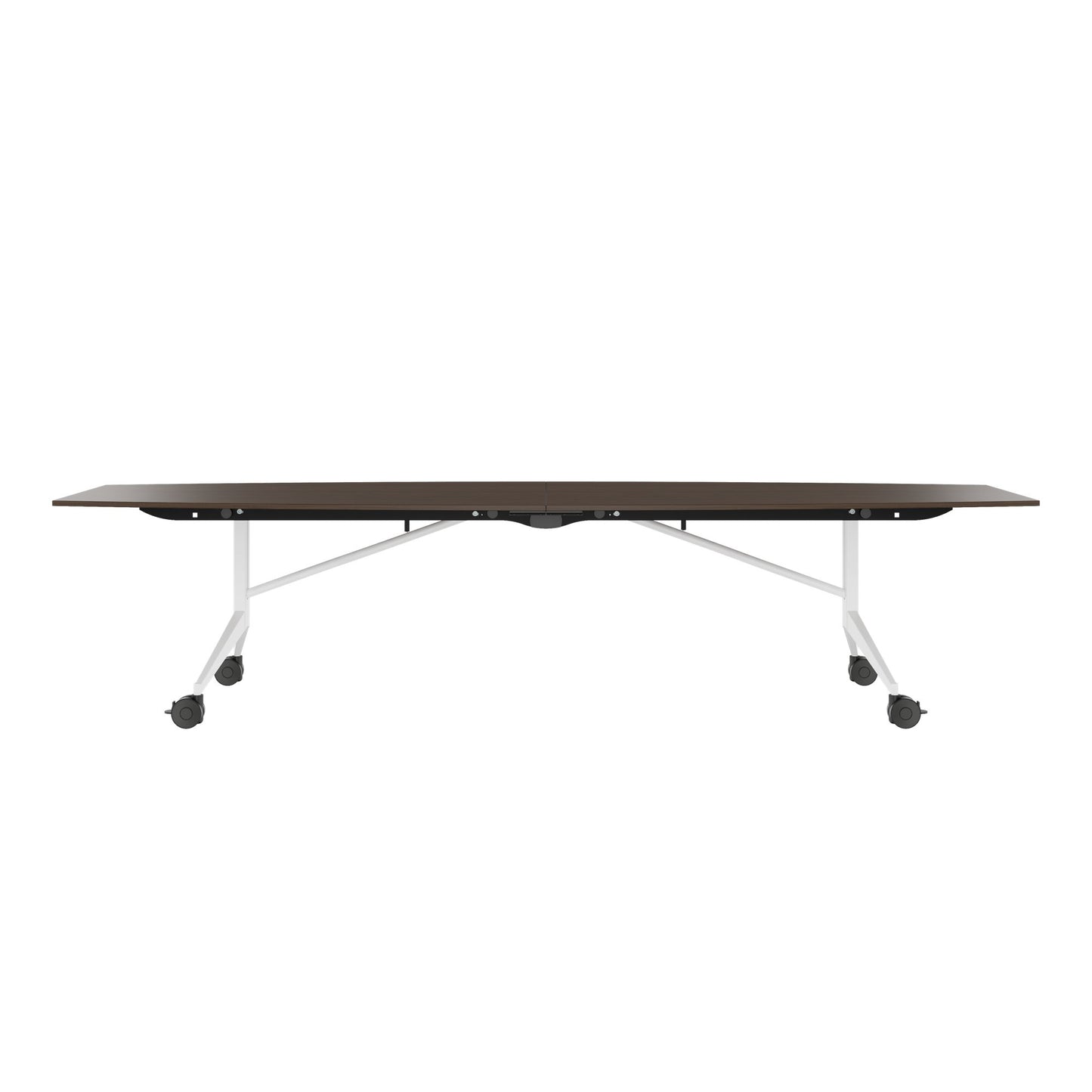 MARA - TIMMY LIBRO Conference table | Boat shape, 3200 x 1200 mm (10 - 14 persons), rollable, foldable, walnut