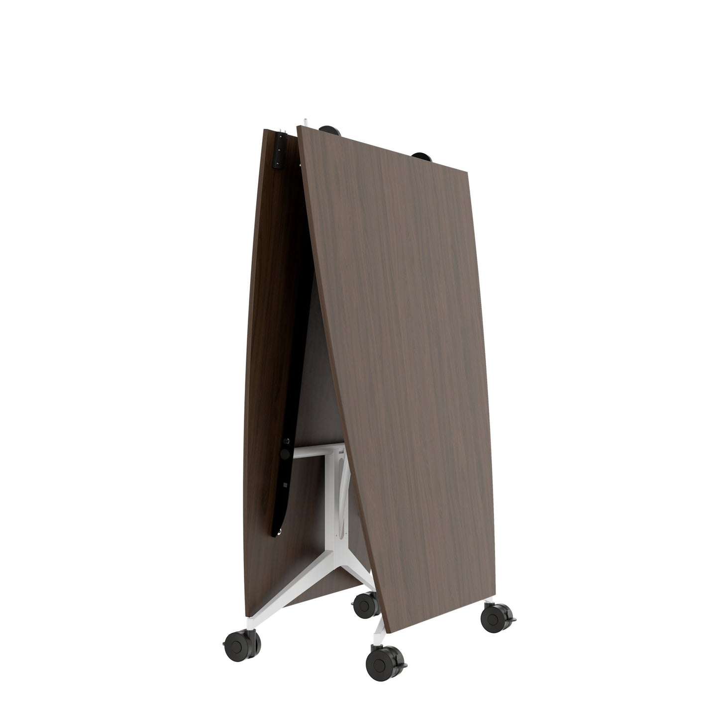 MARA - TIMMY LIBRO Table de conférence | forme bateau, 3200 x 1200 mm (10 à 14 personnes), roulante, pliable, noyer