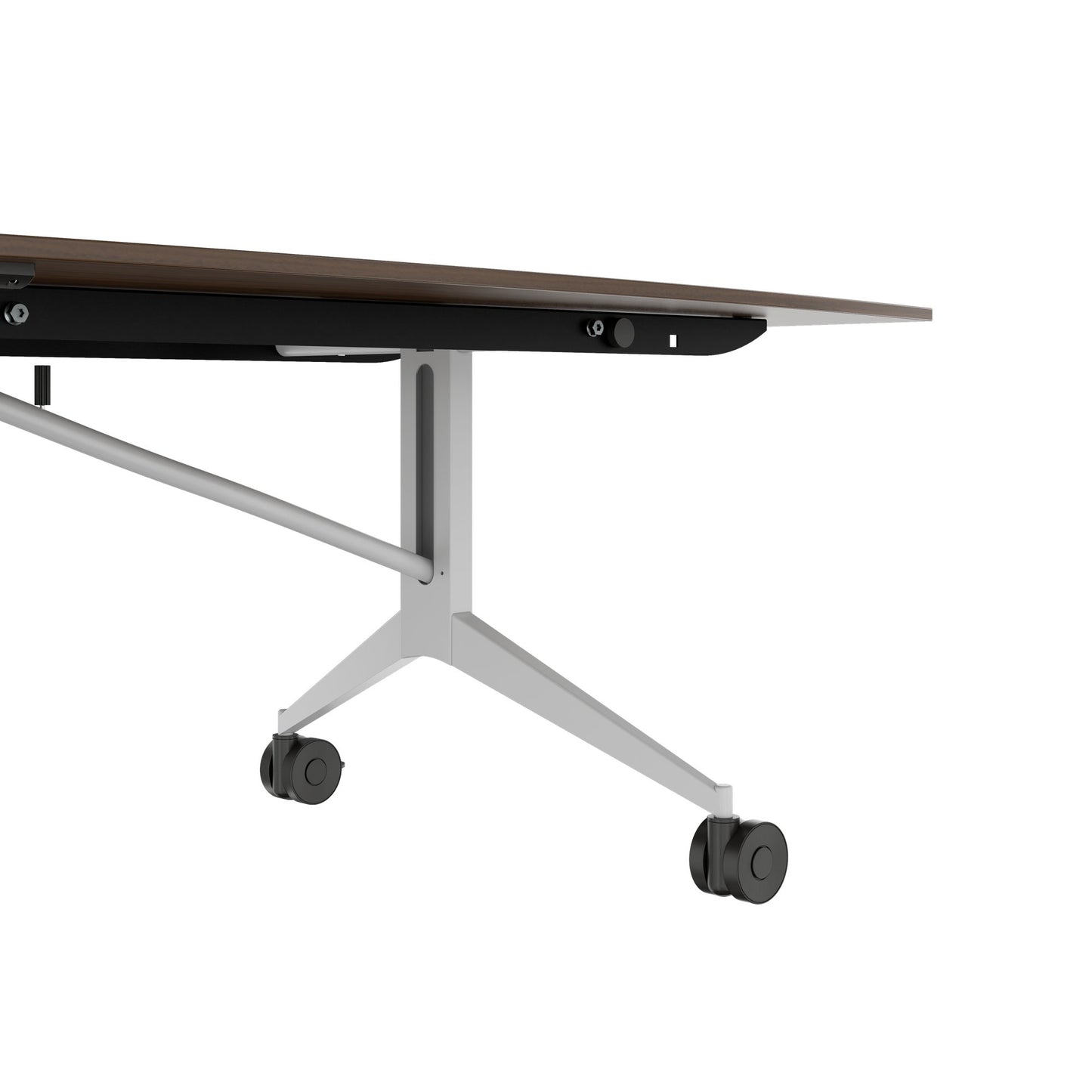 MARA - TIMMY LIBRO Table de conférence | forme bateau, 3200 x 1200 mm (10 à 14 personnes), roulante, pliable, noyer