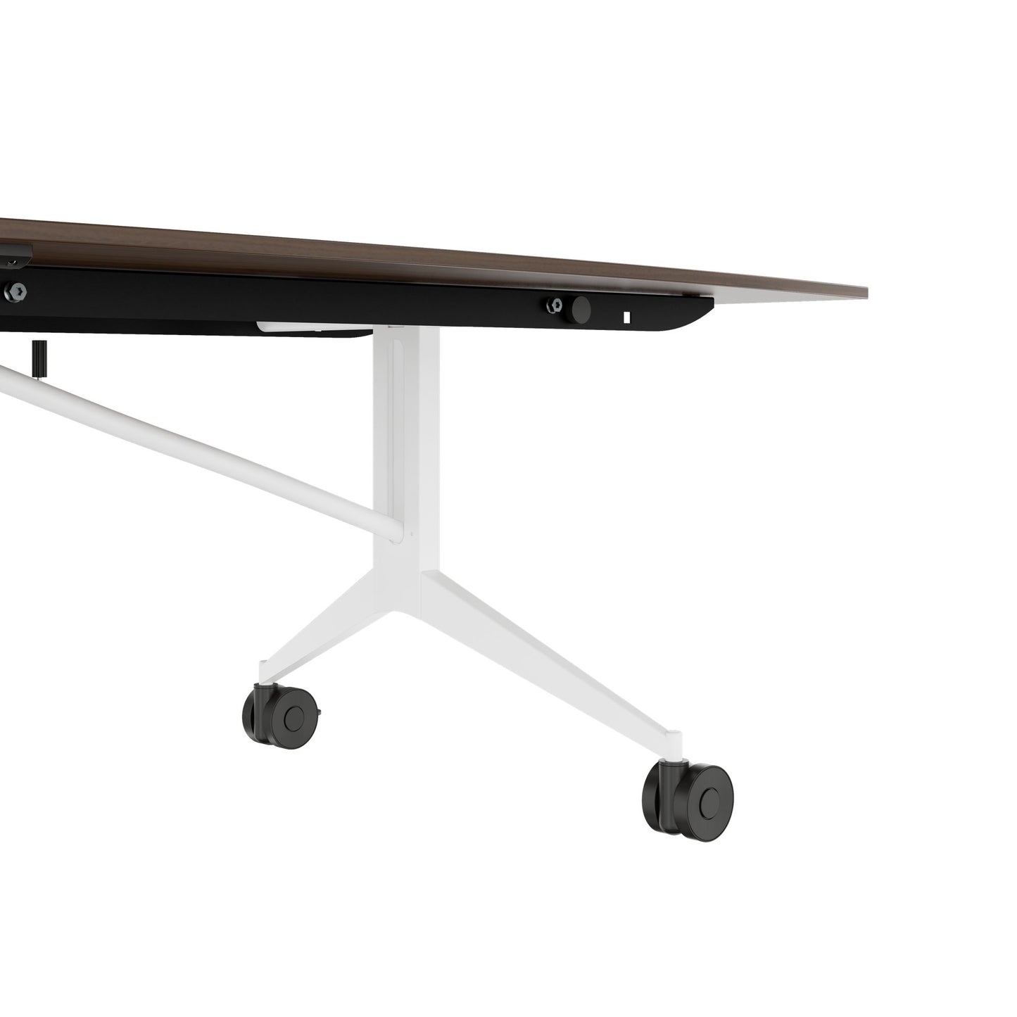 MARA - TIMMY LIBRO Table de conférence | forme bateau, 3200 x 1200 mm (10 à 14 personnes), roulante, pliable, noyer