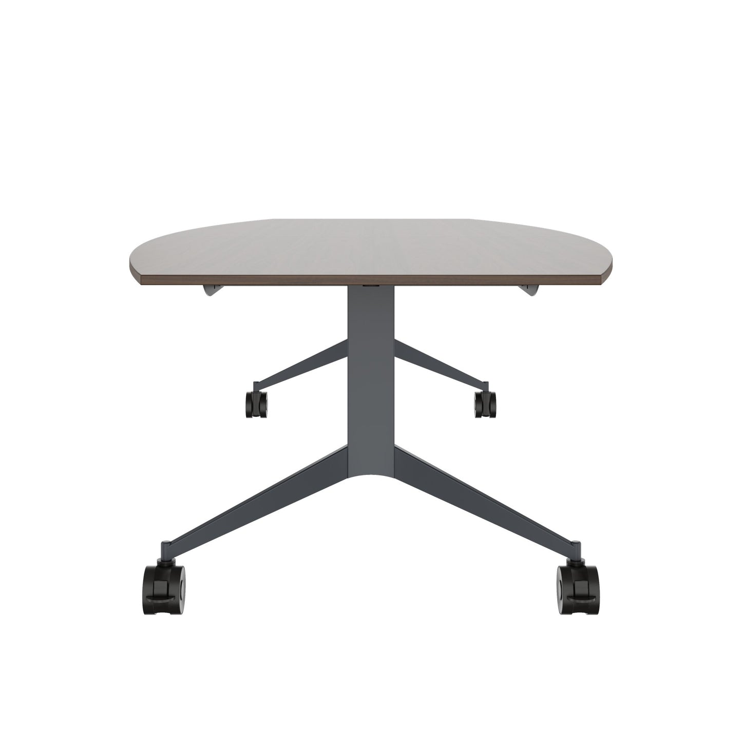 MARA - TIMMY LIBRO Table de conférence | forme bateau, 3200 x 1200 mm (10 à 14 personnes), roulante, pliable, noyer