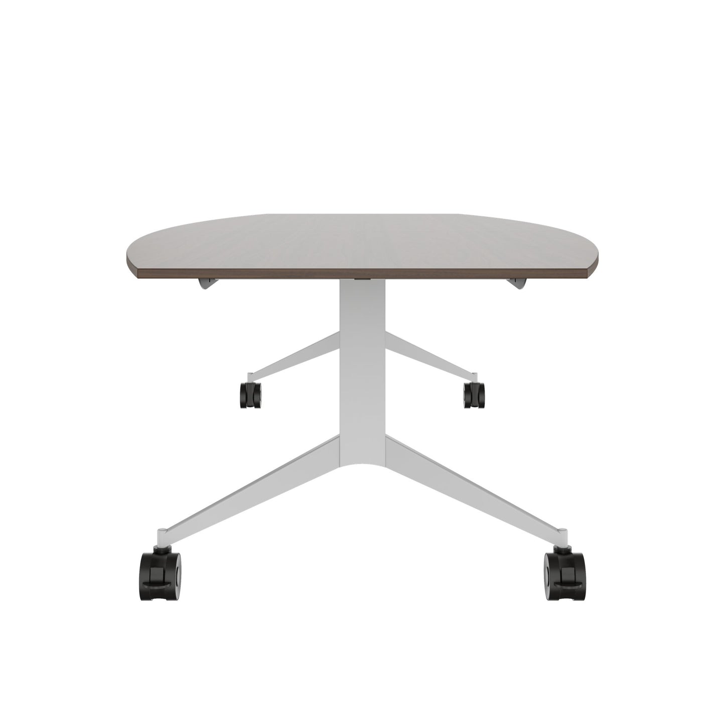 MARA - TIMMY LIBRO Table de conférence | forme bateau, 3200 x 1200 mm (10 à 14 personnes), roulante, pliable, noyer