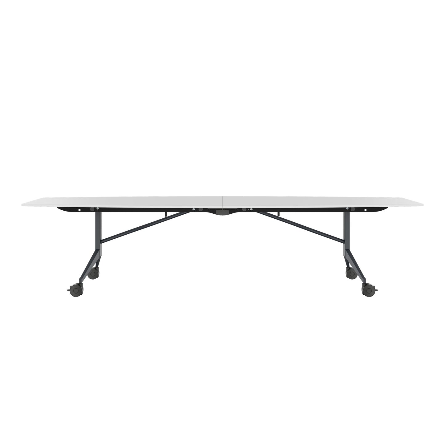 MARA - TIMMY LIBRO Table de conférence | forme bateau, 3200 x 1200 mm (10 - 14 personnes), roulante, pliable, blanc