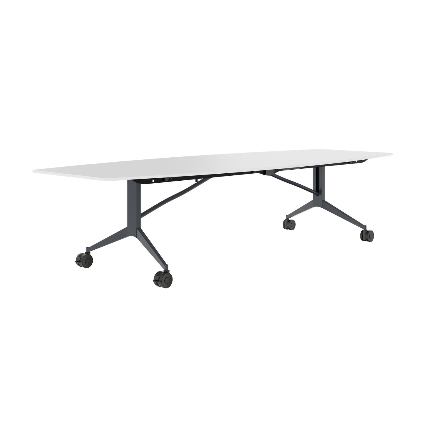MARA - TIMMY LIBRO Table de conférence | forme bateau, 3200 x 1200 mm (10 - 14 personnes), roulante, pliable, blanc
