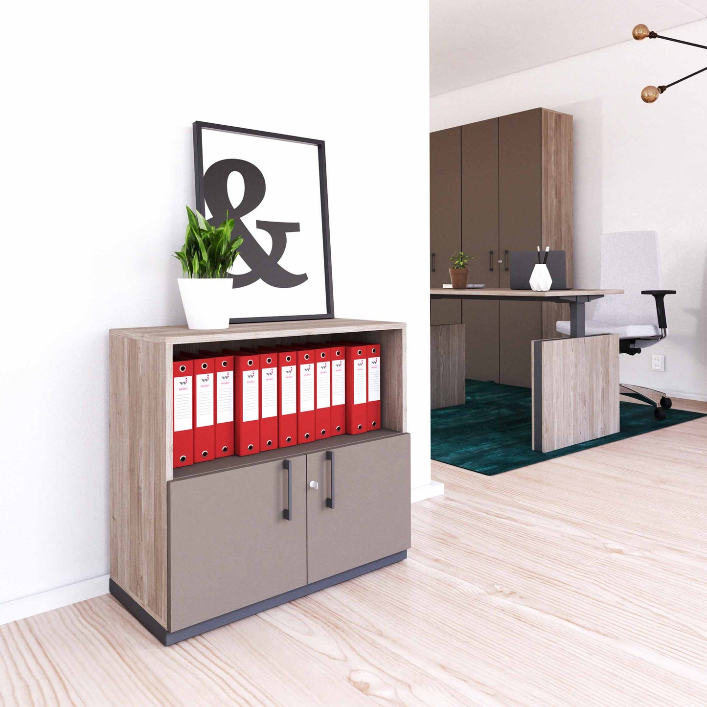 CHOICE combination cabinet | 2 OH, 800 x 760 mm, northern oak gray / cubanite gray