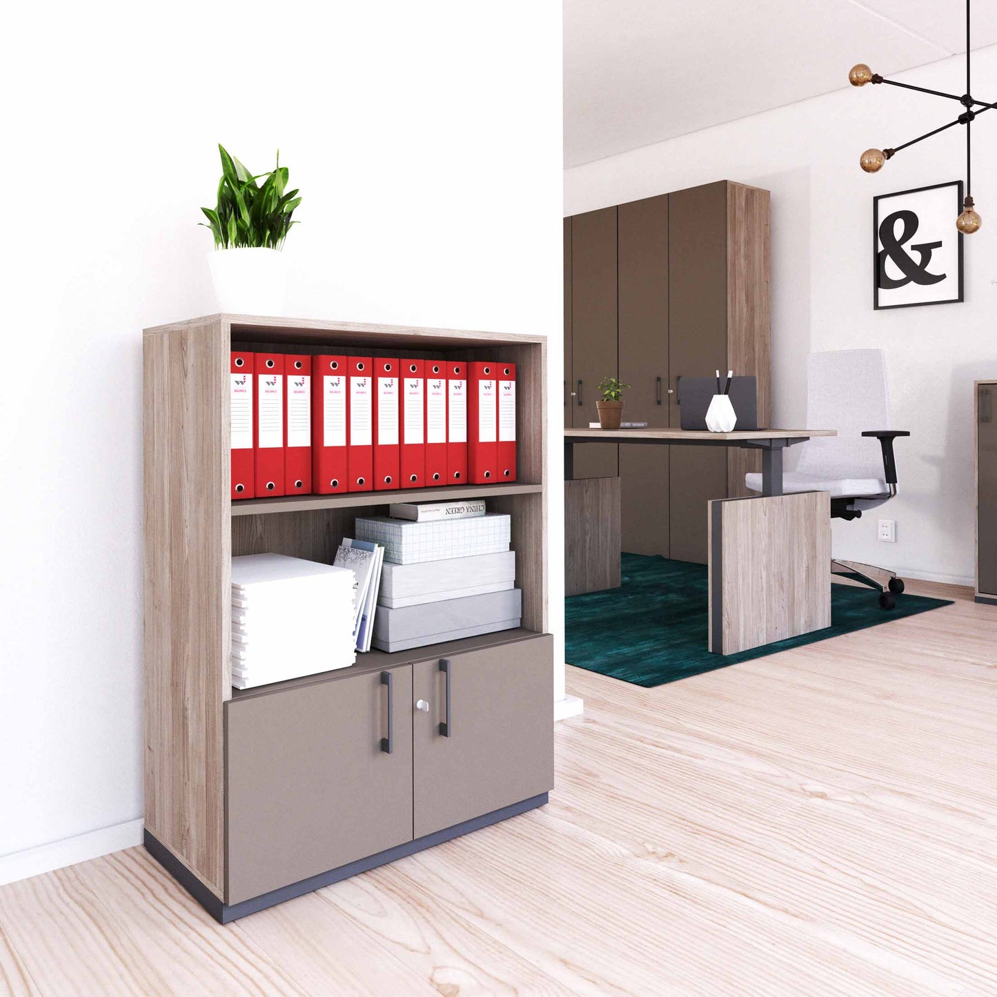 CHOICE combination cabinet | 3 OH, 800 x 1115 mm, northern oak gray / cubanite gray