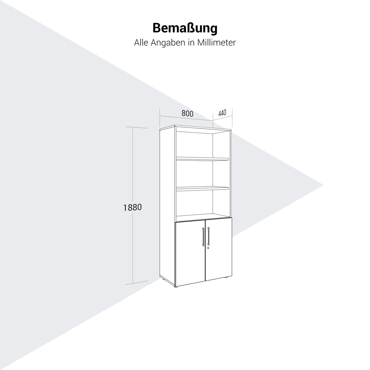 PRO Combination cabinet | 5 U, 800 x 1880 mm, white