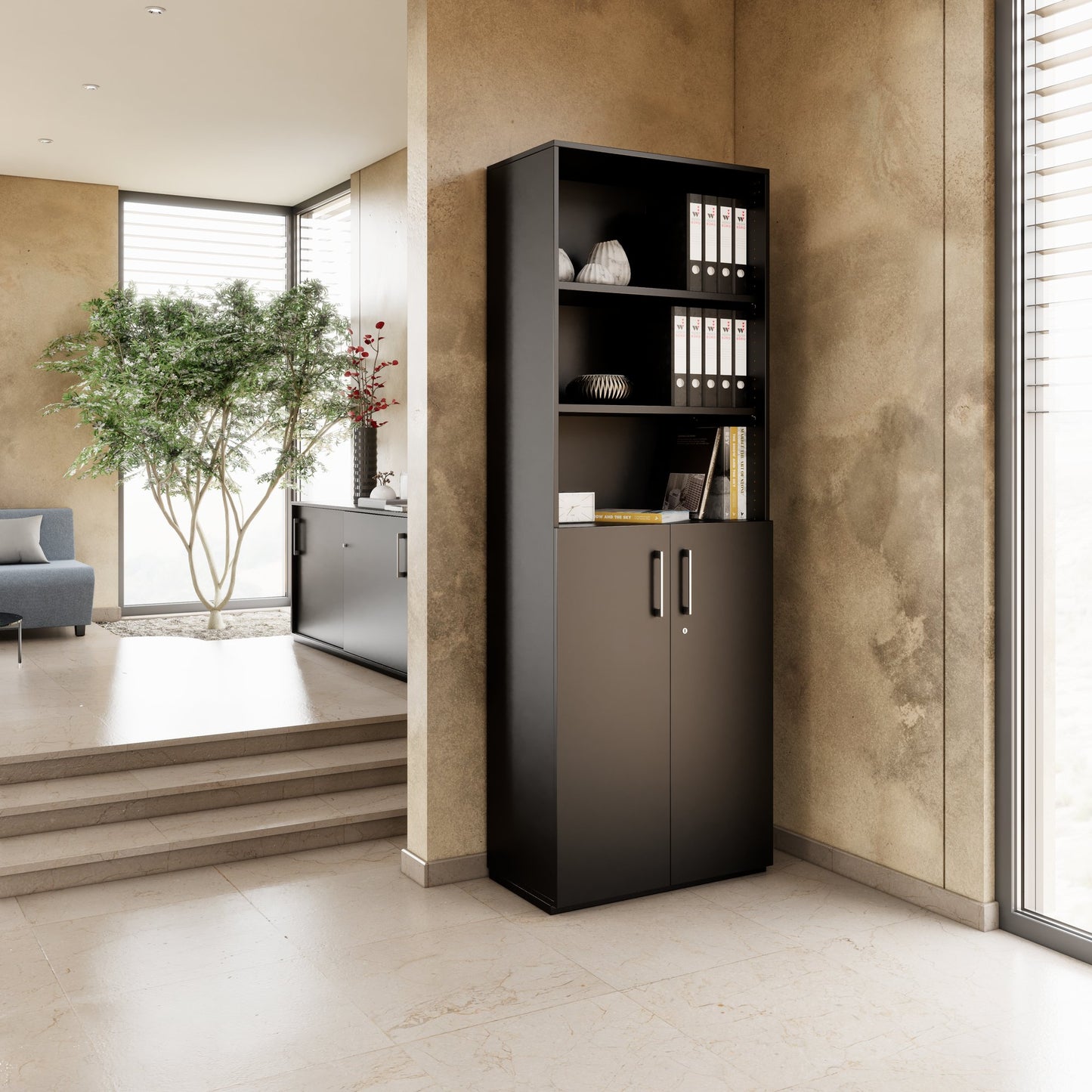 PRO combination cabinet | 6 OH, 800 x 2250 mm, black