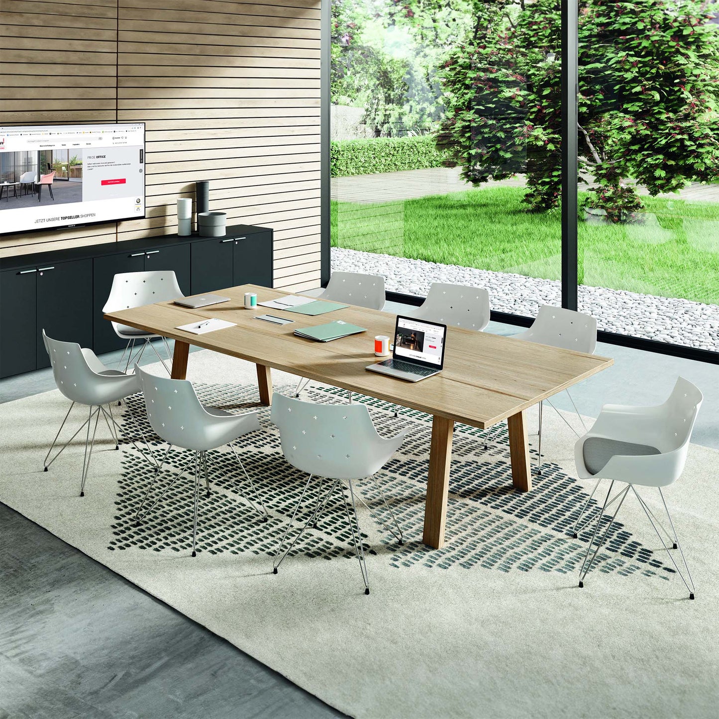 BRALCO TAKE OFF FARM Conference table | 1800 - 2760 mm (8 - 12 persons), cable flap optional, wild oak